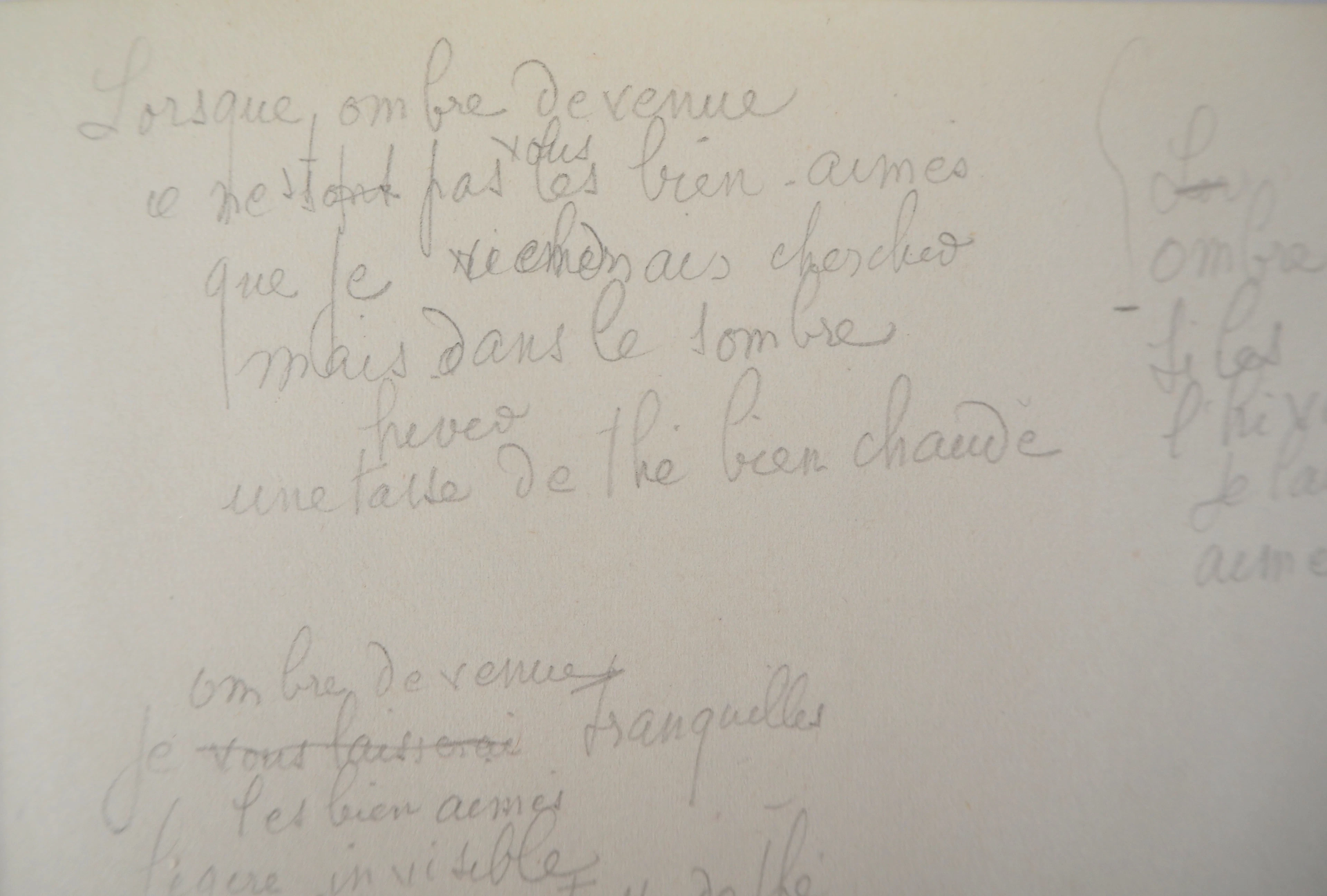 Marie LAURENCIN : Poème, Dessin original signé