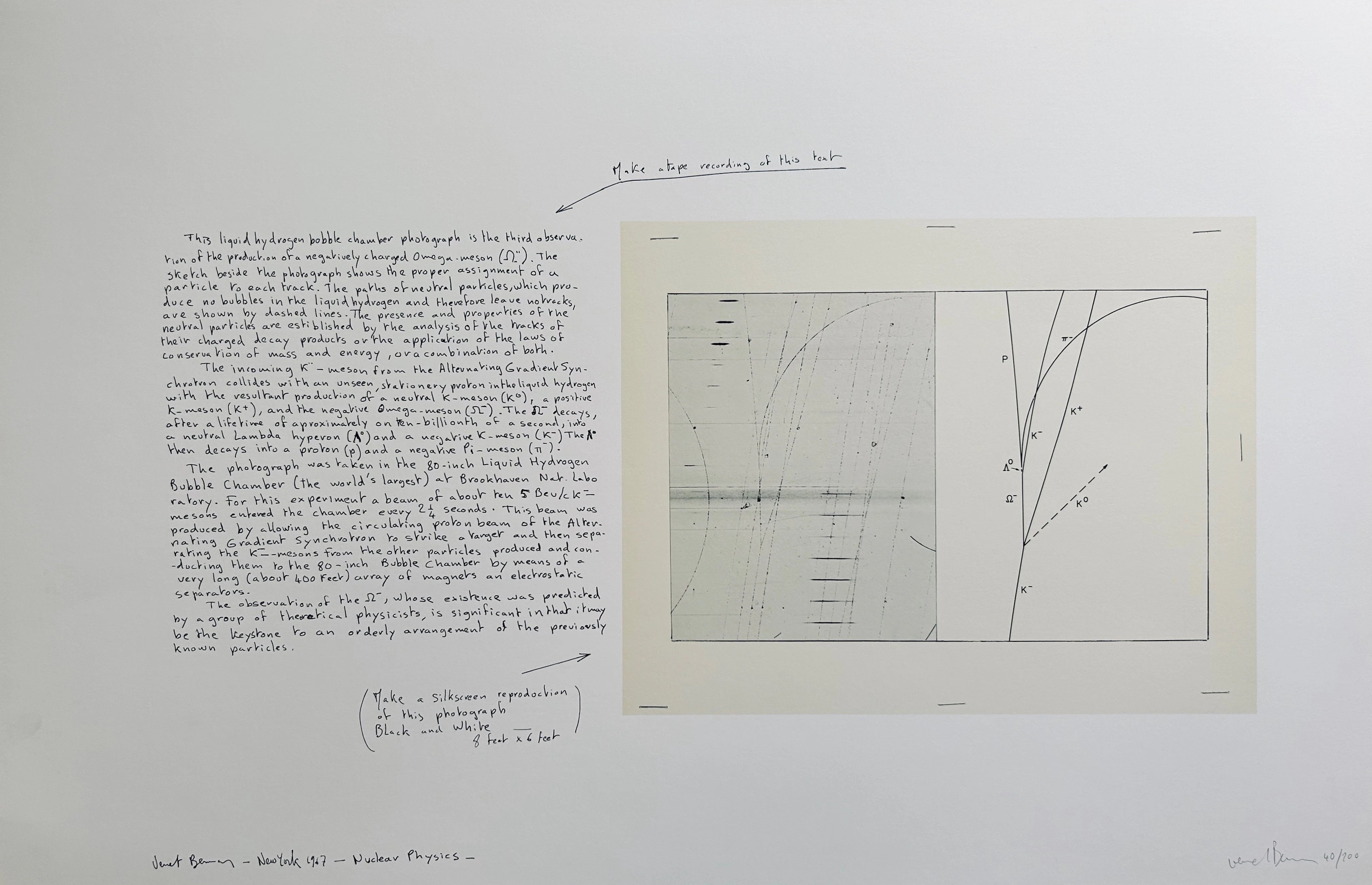 Bernar VENET - Liquid Hydrogen Bubble Chamber Photograph, 1967 - Lithographie