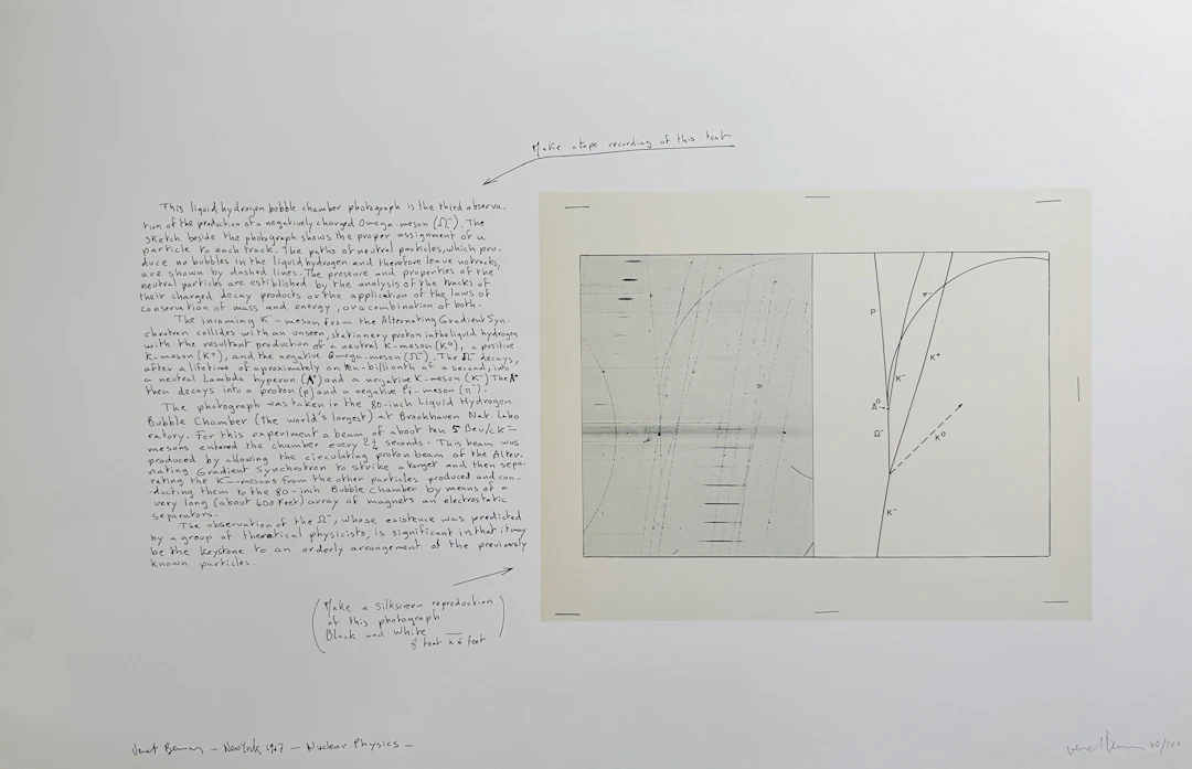 Bernar VENET - Liquid Hydrogen Bubble Chamber Photograph, 1967 - Lithographie