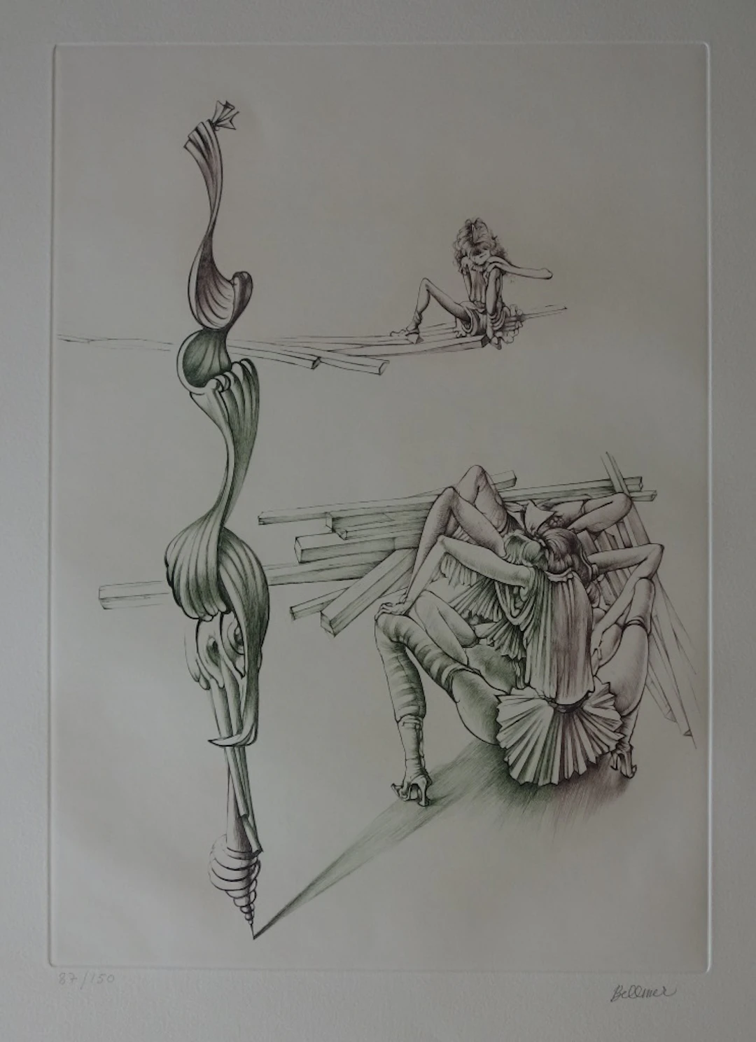 Hans BELLMER : Femme sur les planches - Gravure originale, Signée