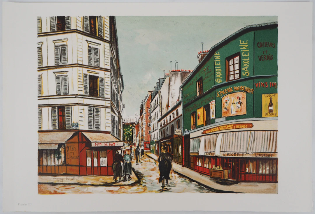 Maurice UTRILLO - Rue Seveste à Montmartre - Lithographie signée