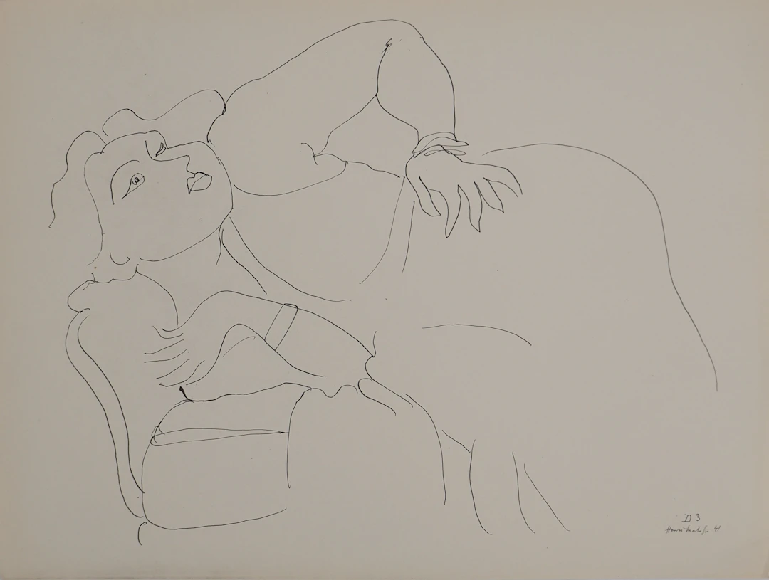 Henri MATISSE : Portrait posant une main sur la hanche, Lithographie signée