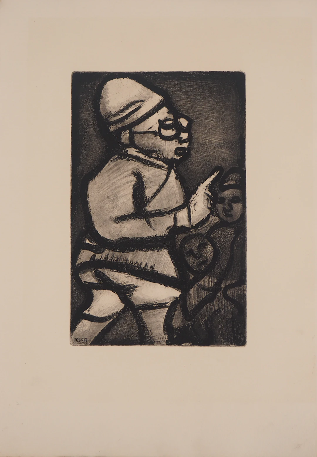 Georges ROUAULT - Le professeur, 1928 - Gravure originale signée