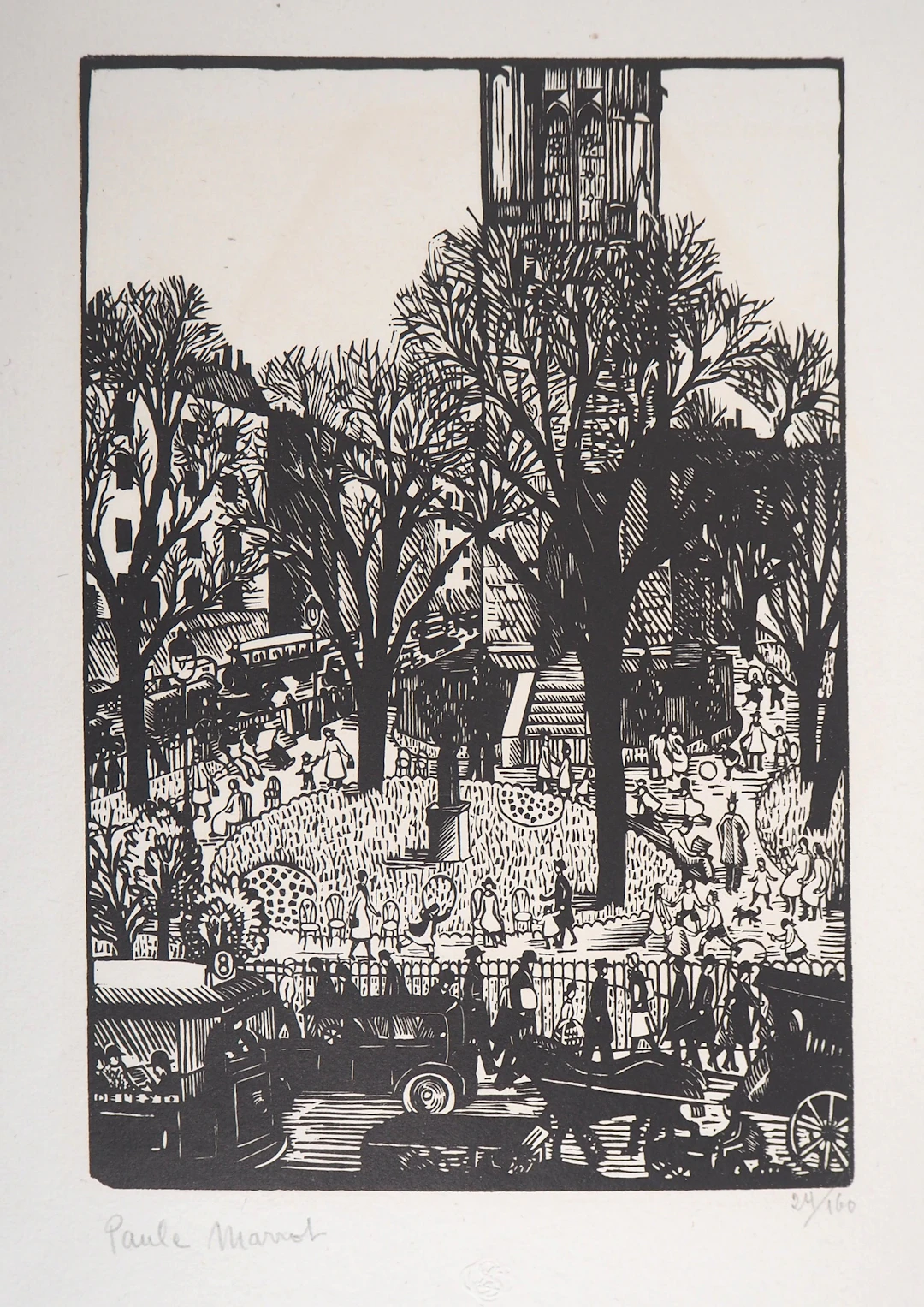 Paule MARROT : Paris : Le Square de la Tour St-Jacques, 1929 - Bois