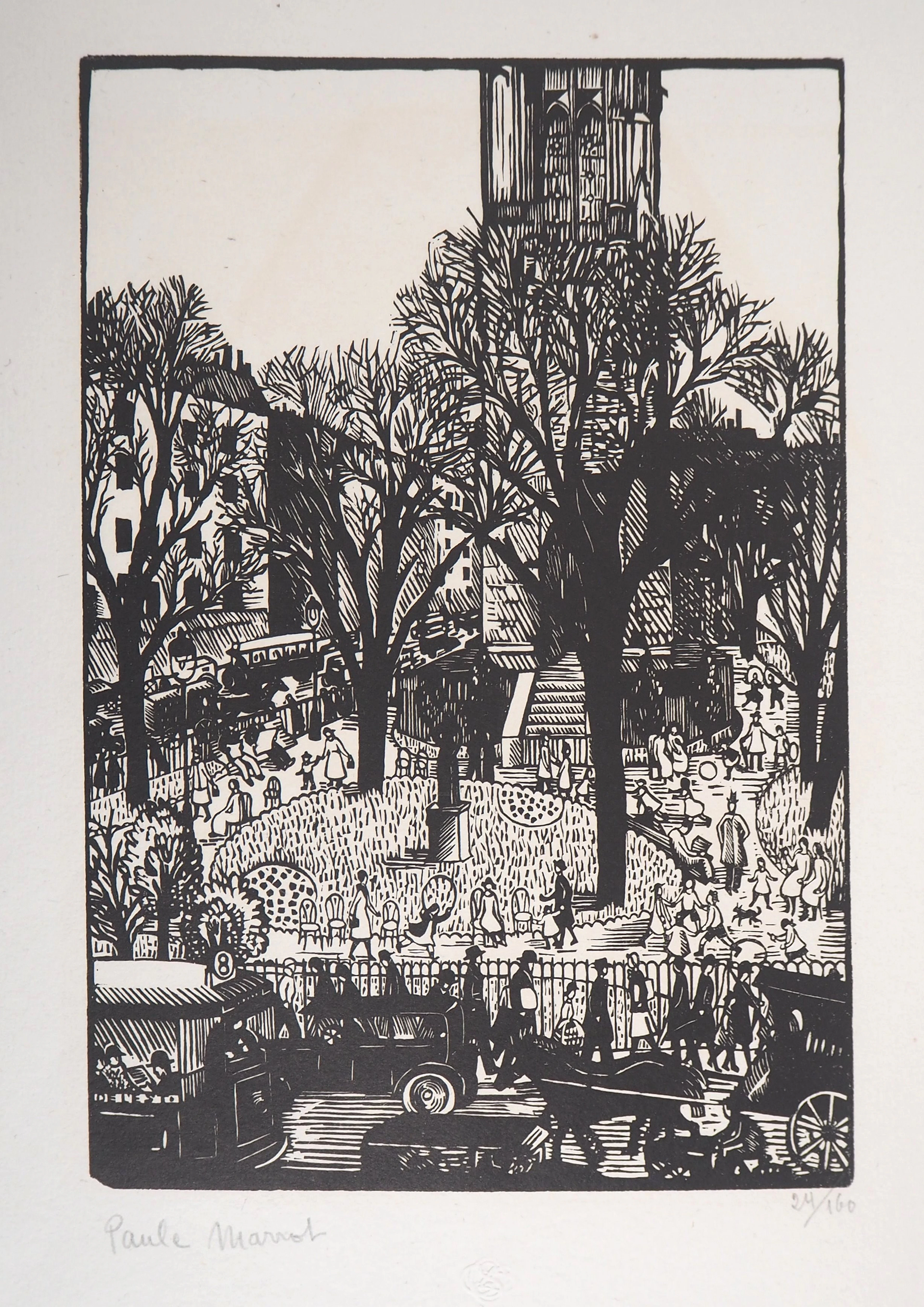 Paule MARROT : Paris : Le Square de la Tour St-Jacques, 1929 - Bois