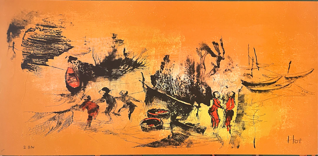 LEBADANG - Relevé de filet, 1978 - lithographie originale signée au crayon