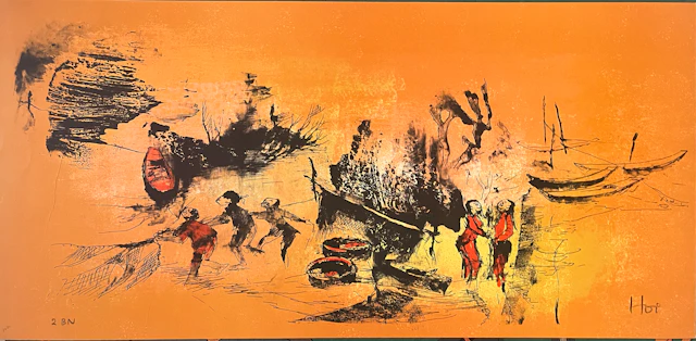 LEBADANG - Relevé de filet, 1978 - lithographie originale signée au crayon