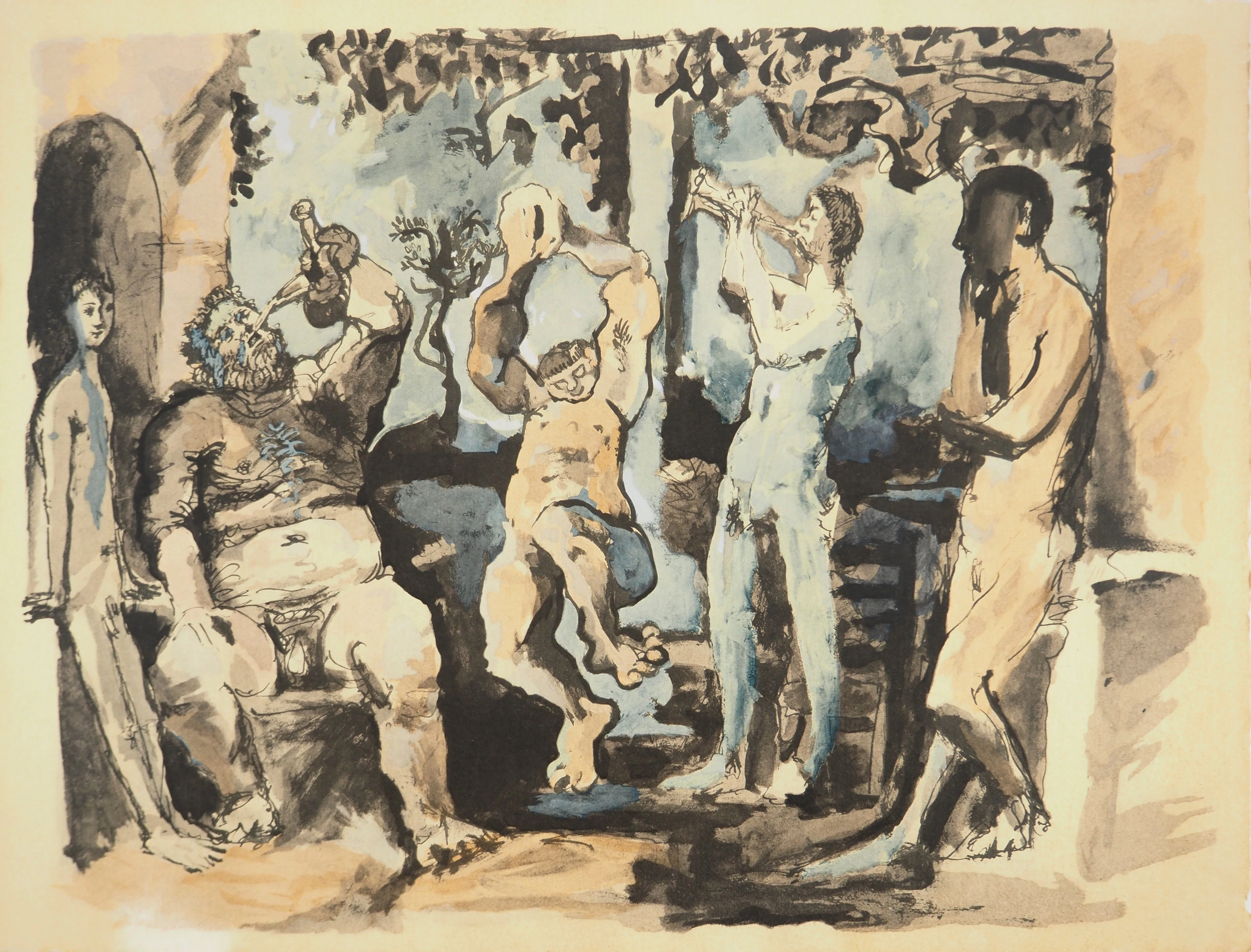 Pablo PICASSO : Célébration de Bacchus, Lithographie et pochoir