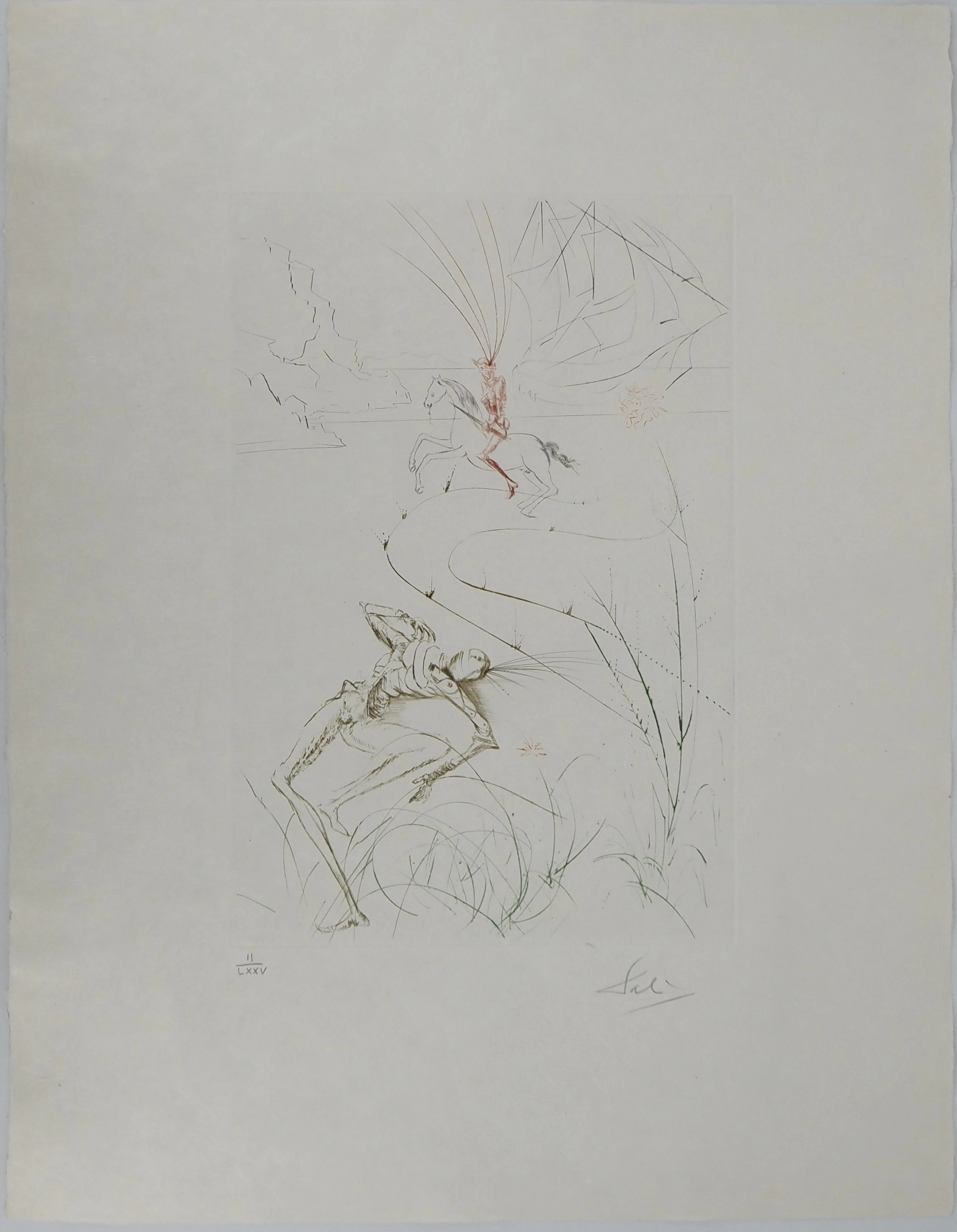 Salvador DALI : Dernier combat de Tristan, Gravure originale signée