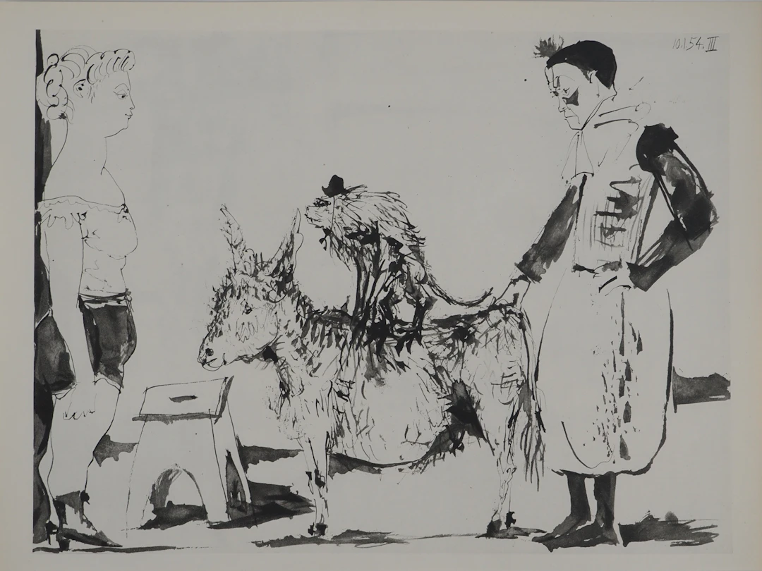 Pablo PICASSO : Comédie Humaine, Le cirque des animaux, Héliogravure