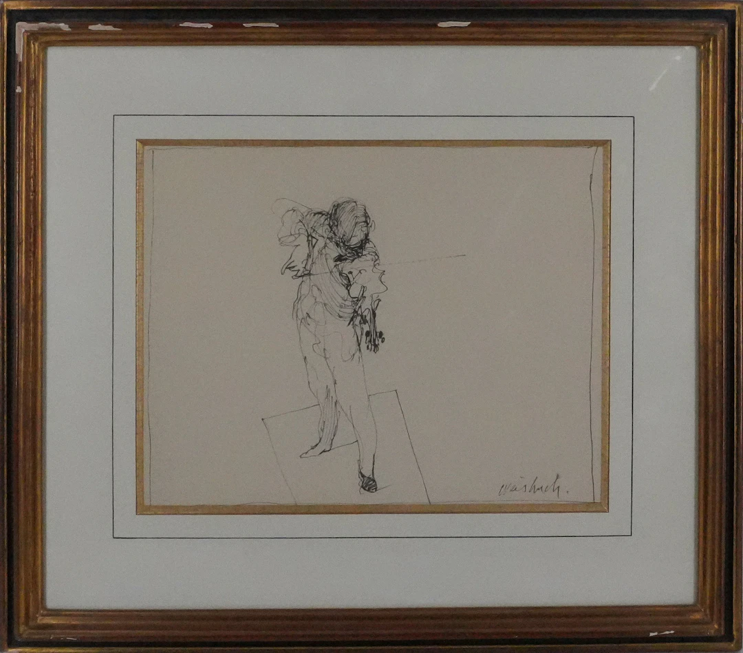 Claude WEISBUCH - Le violoniste, dessin original signé