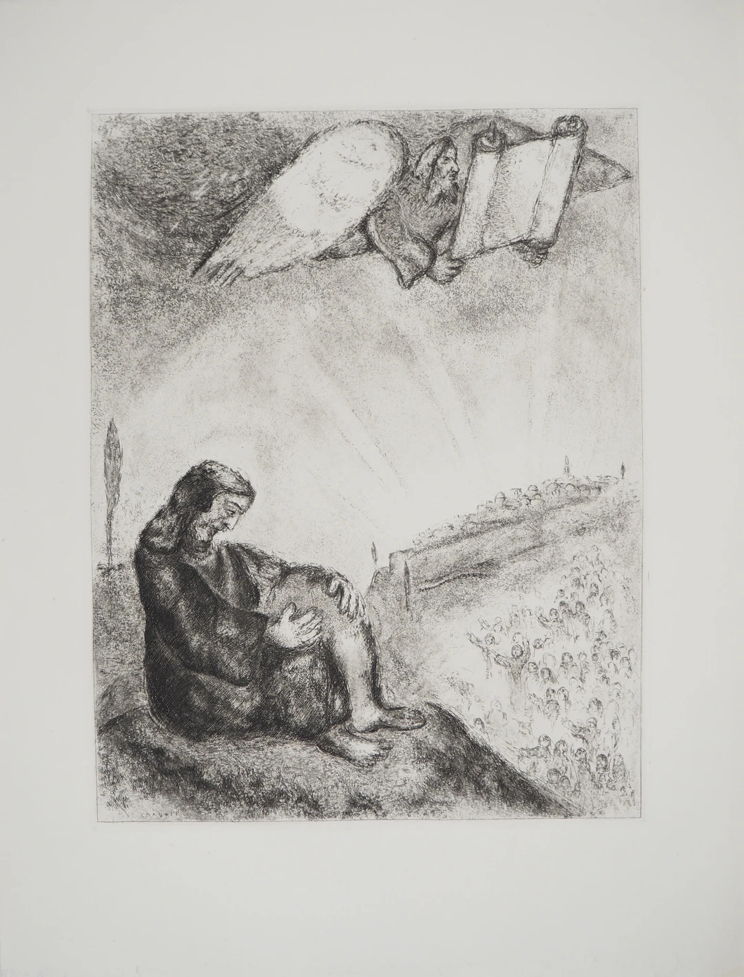Marc CHAGALL : Prophétie sur Jérusalem, Gravure originale signée