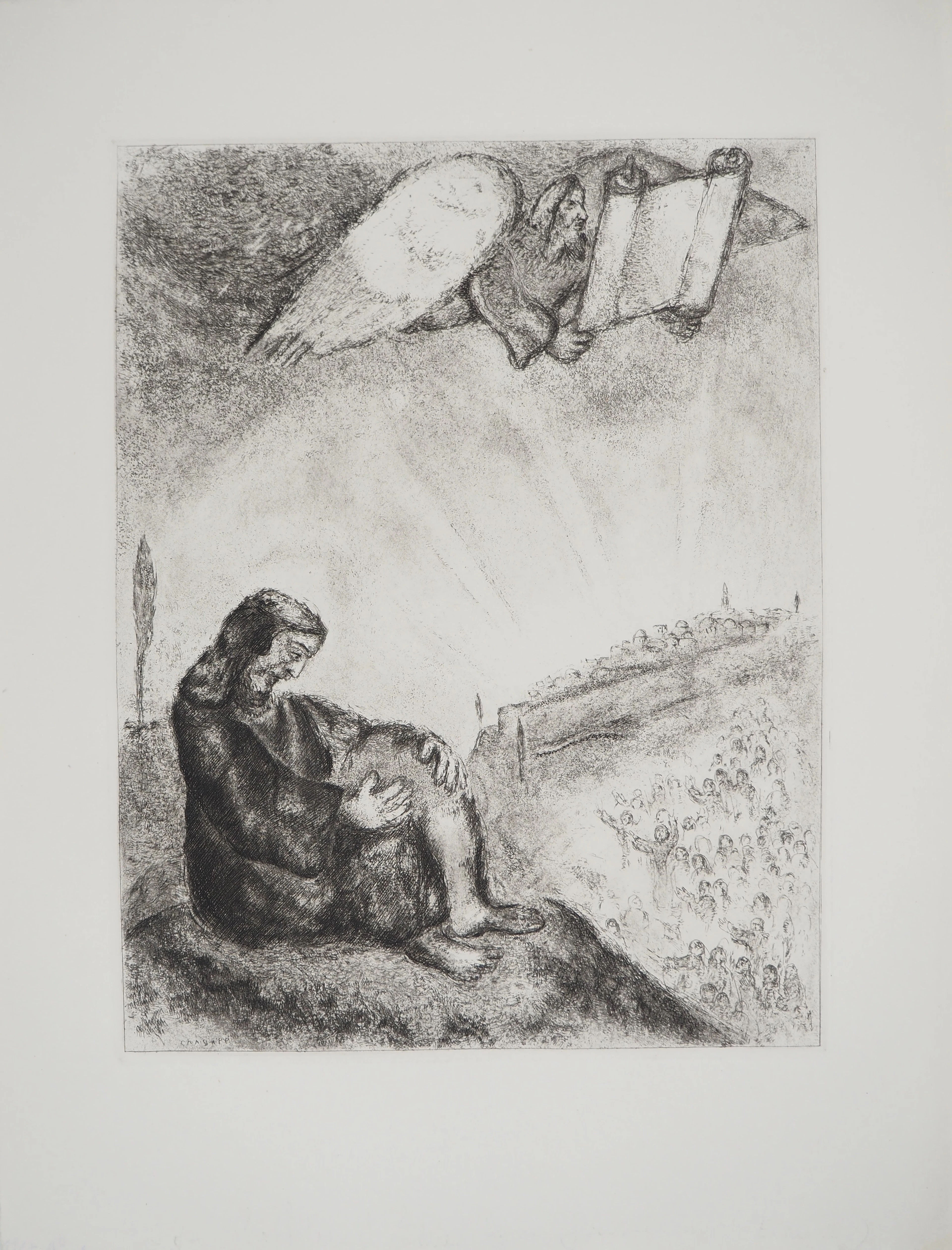 Marc CHAGALL : Prophétie sur Jérusalem, Gravure originale signée