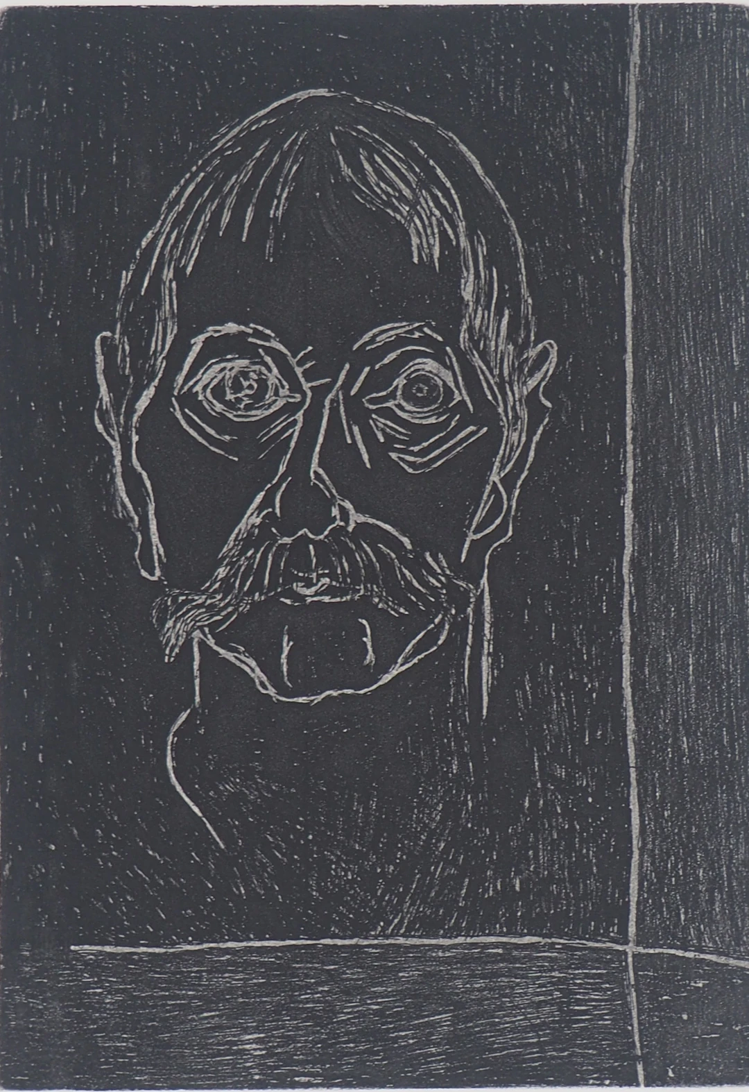 Heurtebise - Portrait d’homme sur fond noir, 1997 - Gravure originale signée