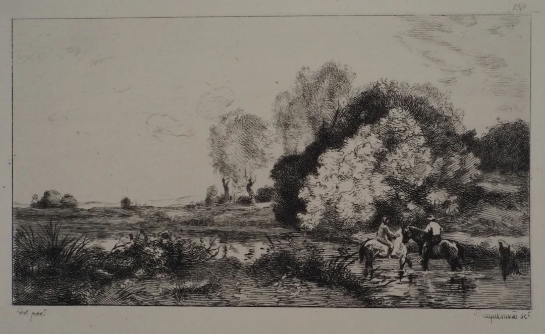 JB Camille COROT (d’après) - Cavaliers, 1973 - Gravure, Signée #Durand Ruel