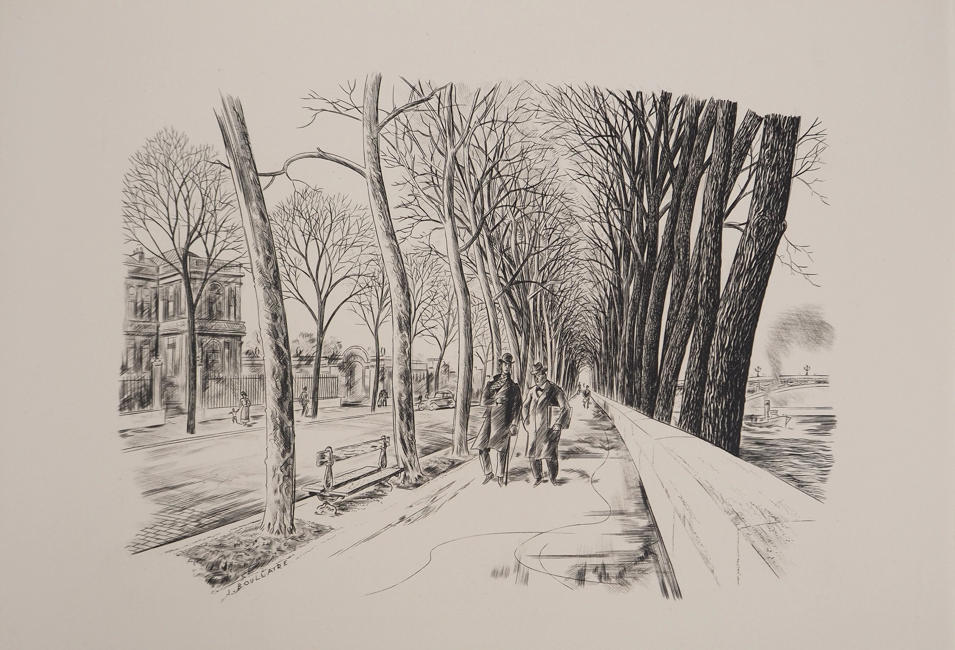Jacques BOULLAIRE : Quai d’Orsay, Gravure originale Signée