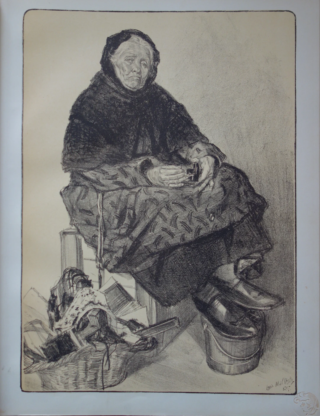 Louis MALTESTE - Marchande de lacets, Lithographie originale signée