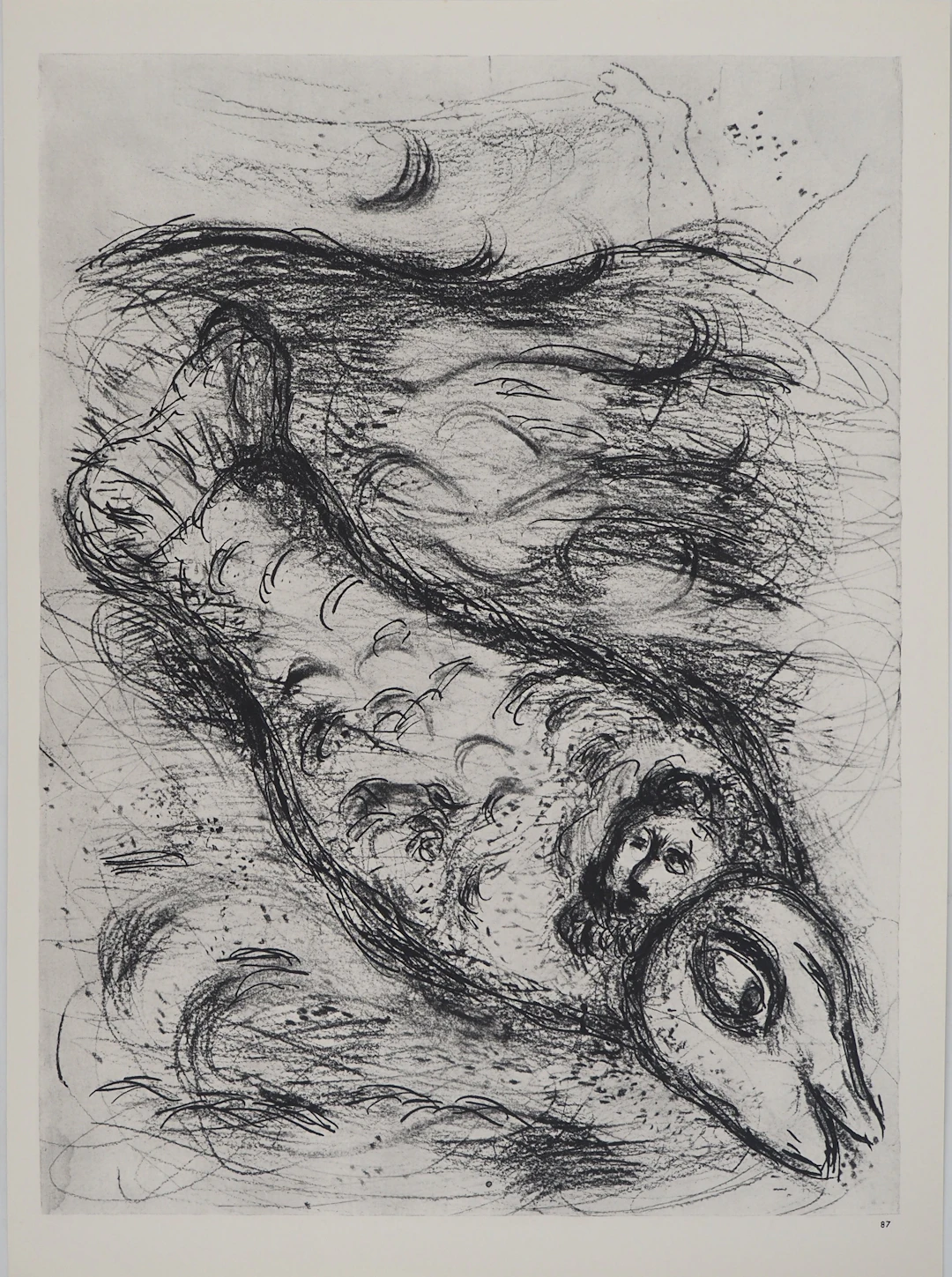 Marc CHAGALL : La Bible, La baleine dévorant Jonas, Héliogravure