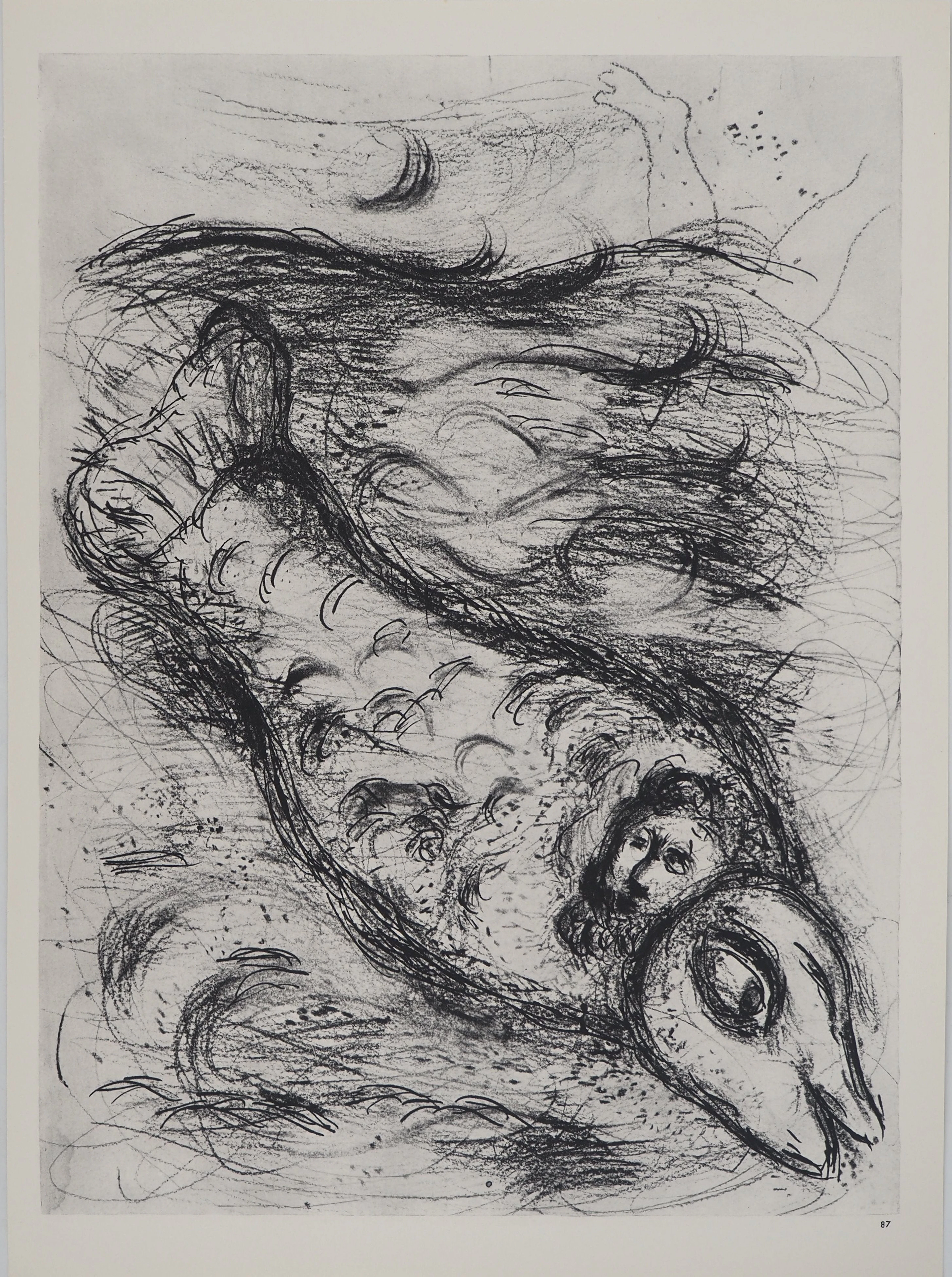 Marc CHAGALL : La Bible, La baleine dévorant Jonas, Héliogravure