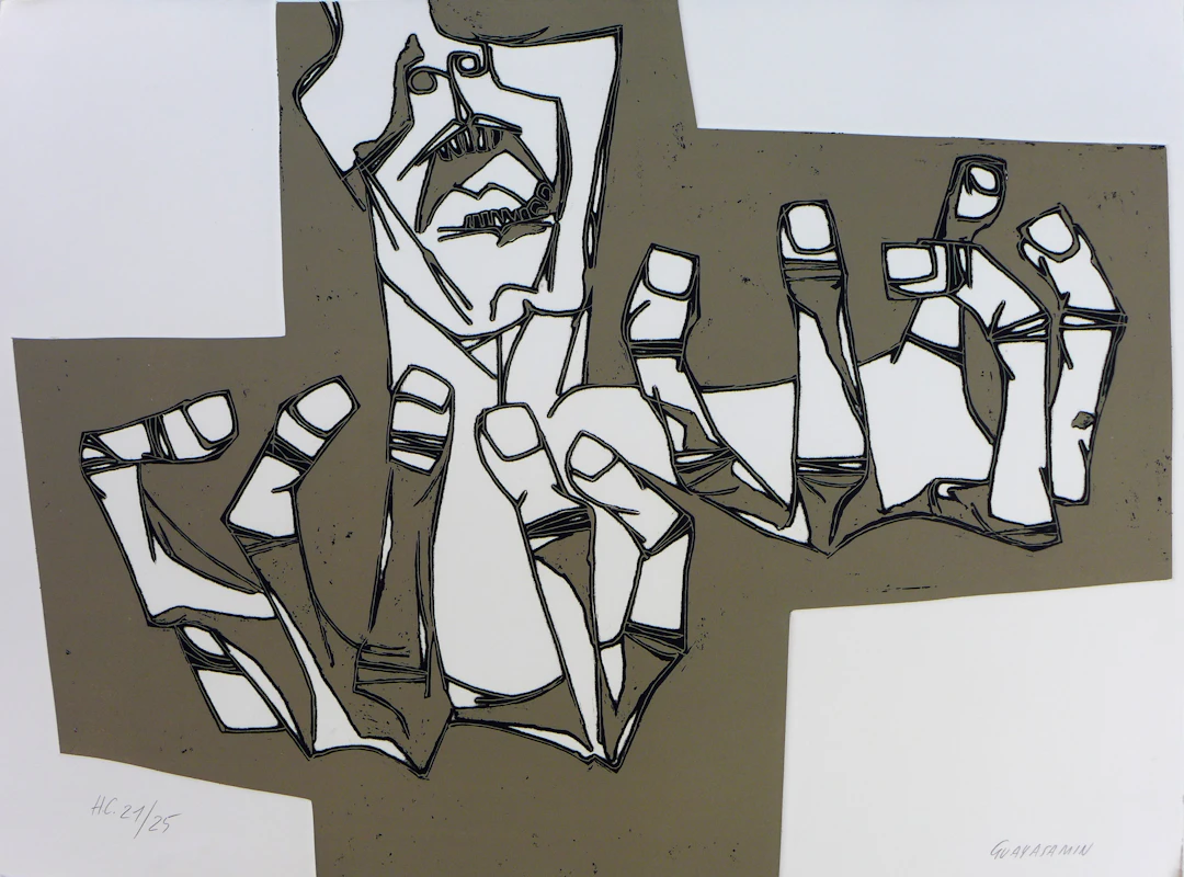 Oswaldo GUAYASAMIN - Las manos de la ira, 1973, gravure sur papier Guarro