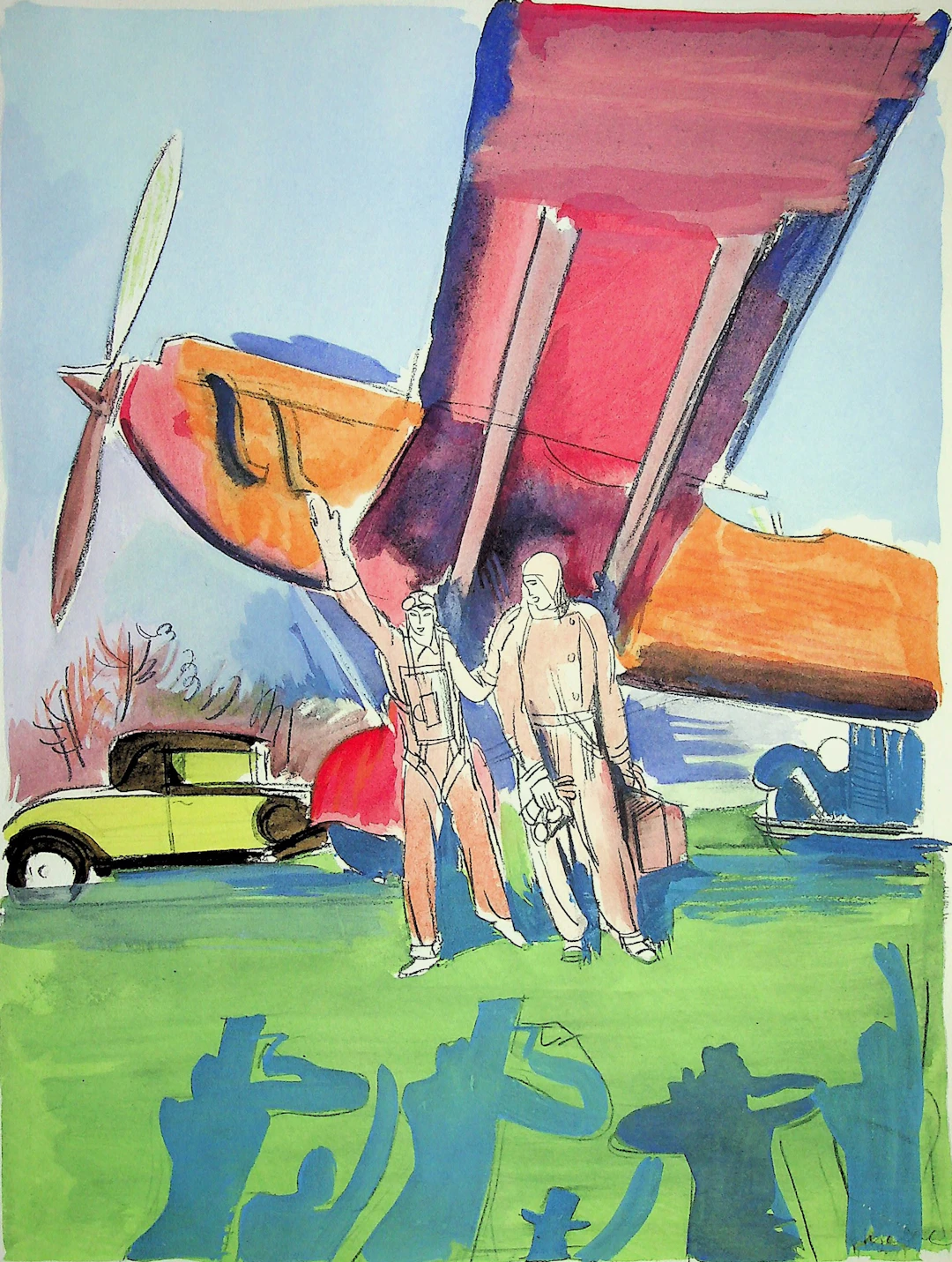 Milivoj UZELAC - Aviation : Baptême de l’air - Lithographie originale signée