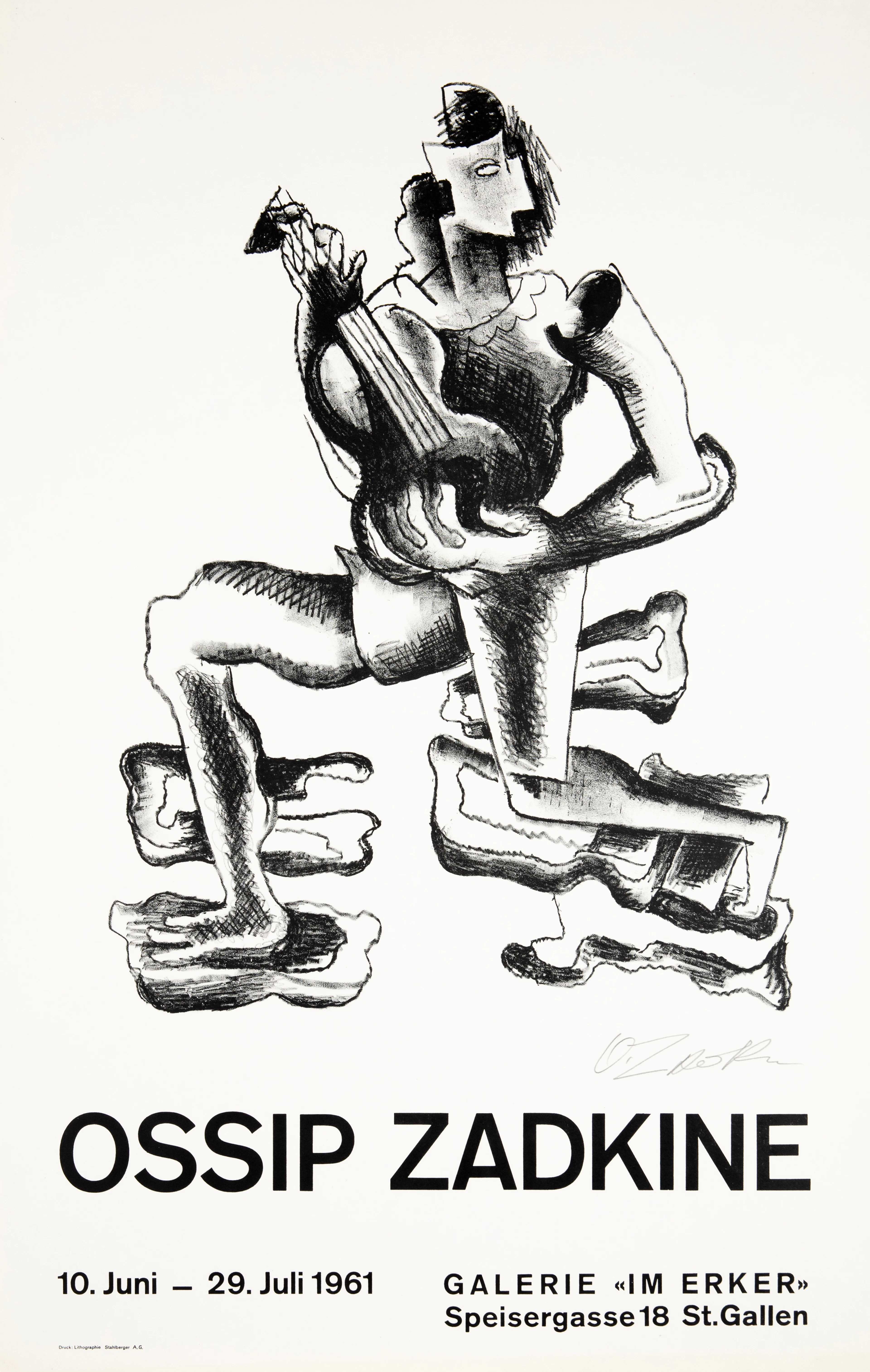 Ossip ZADKINE : Le guitariste - Lithographie originale signée
