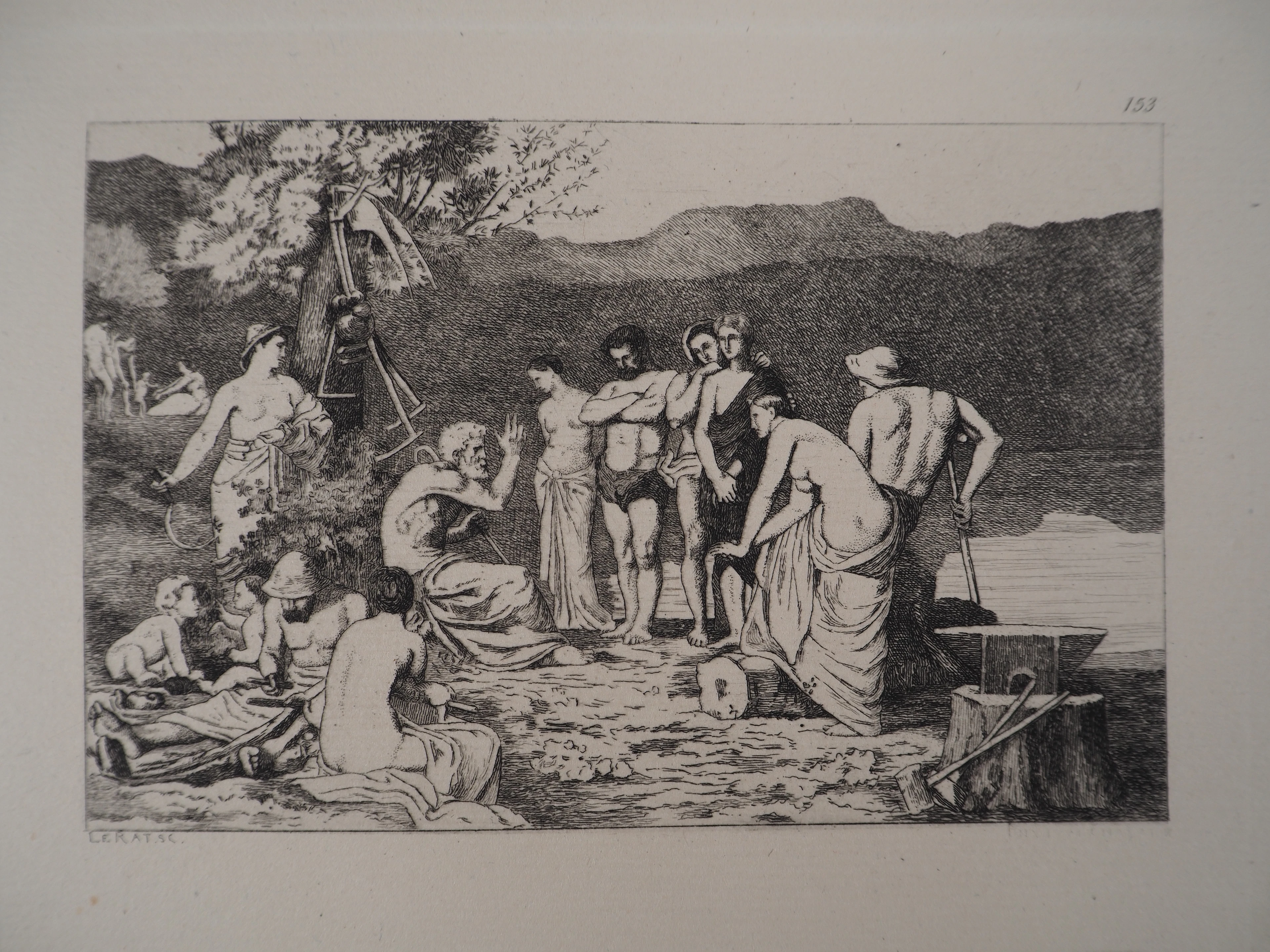 PUVIS DE CHAVANNES : Le repos - Gravure, Signée #Durand Ruel - 1873