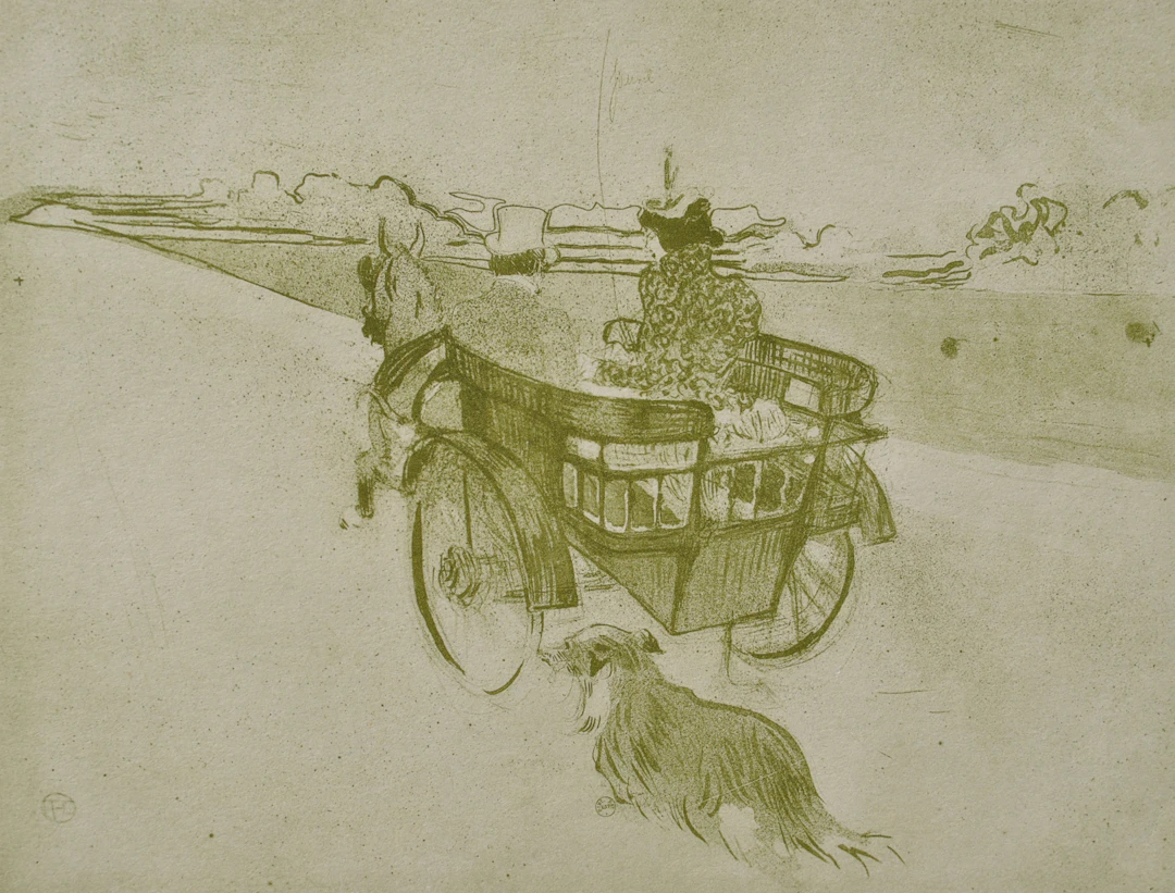 Henri de TOULOUSE-LAUTREC (d’après) : Le chien et l’attelage,1927