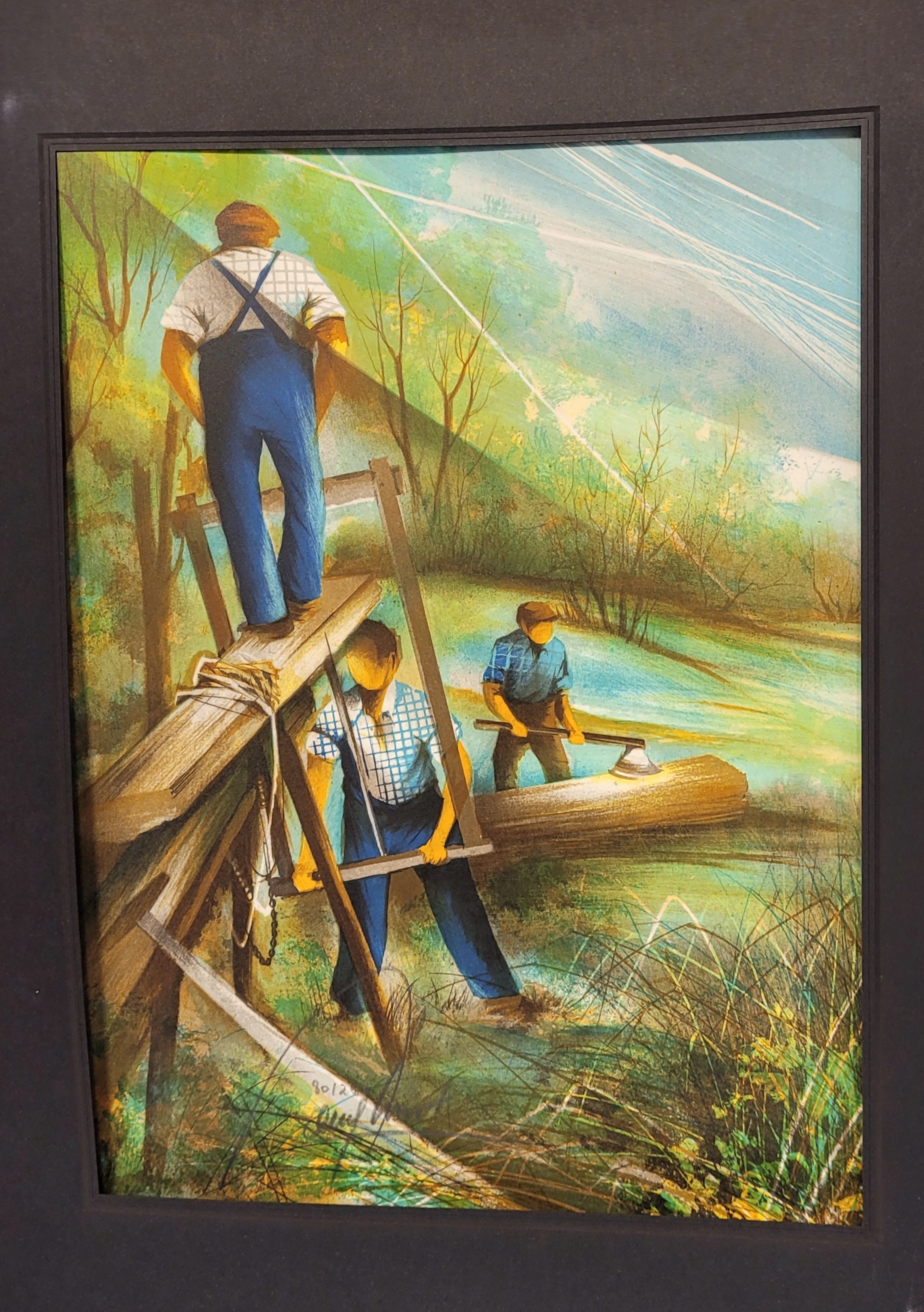 Raymond POULET - Les Vieux Métiers - Le Scieur de Long, 1975 - Lithographie
