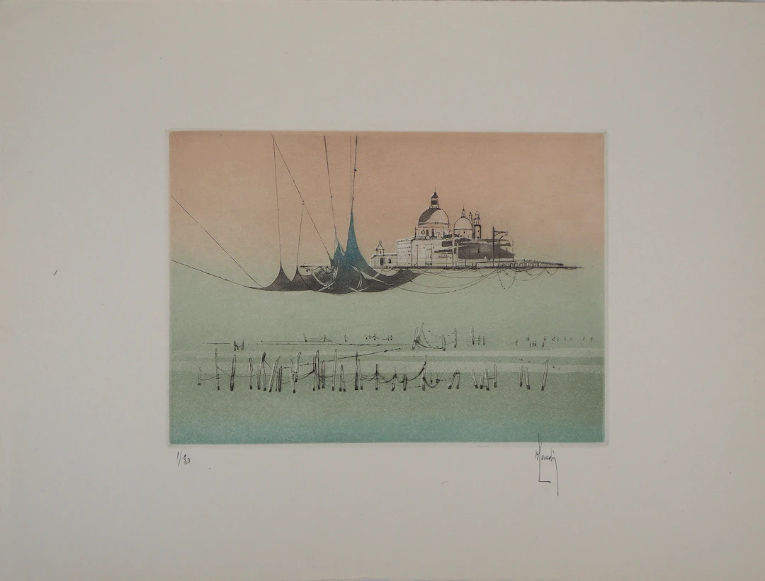 Bernard LOUEDIN : Venise, la ville suspendue - Gravure Originale Signée