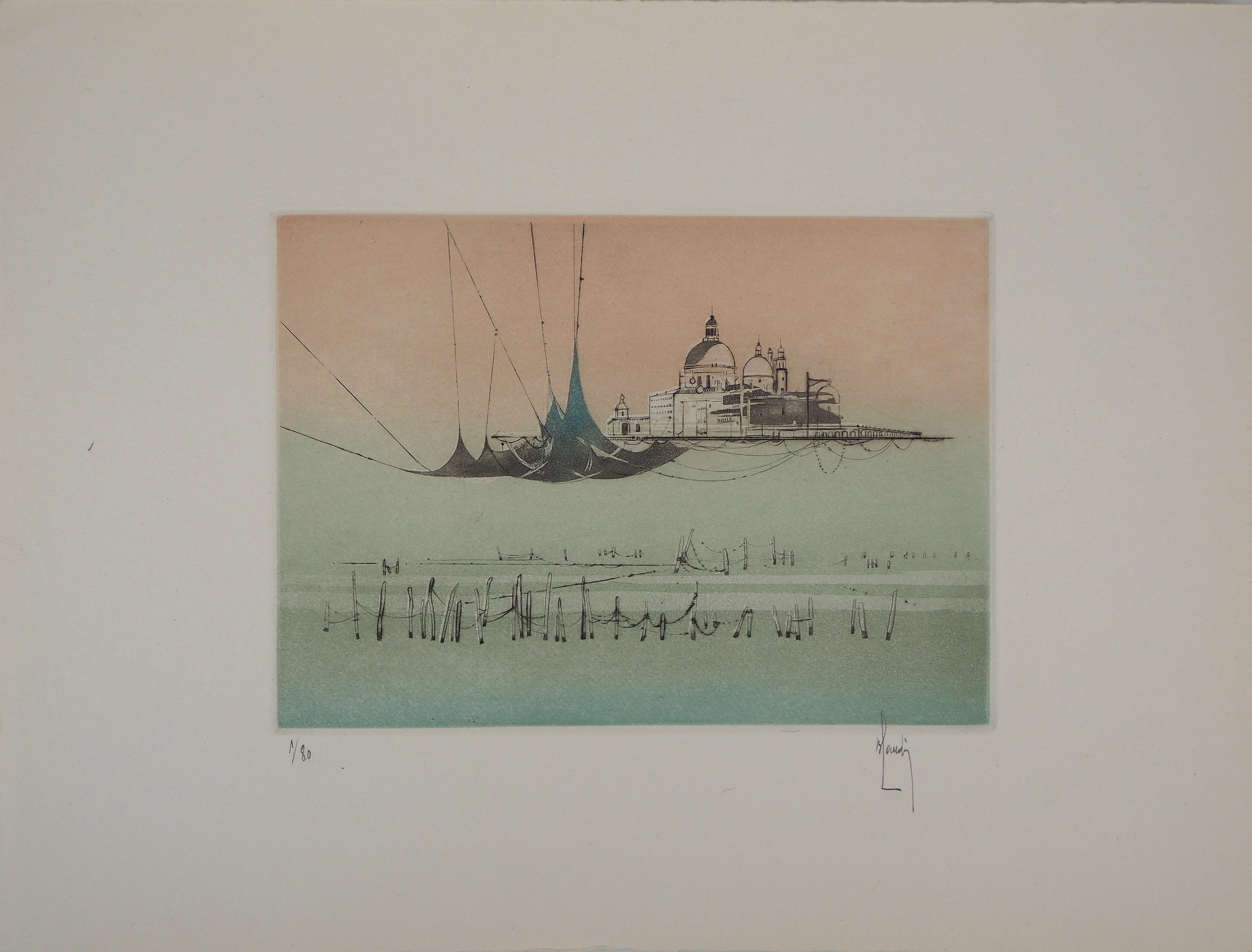 Bernard LOUEDIN : Venise, la ville suspendue - Gravure Originale Signée