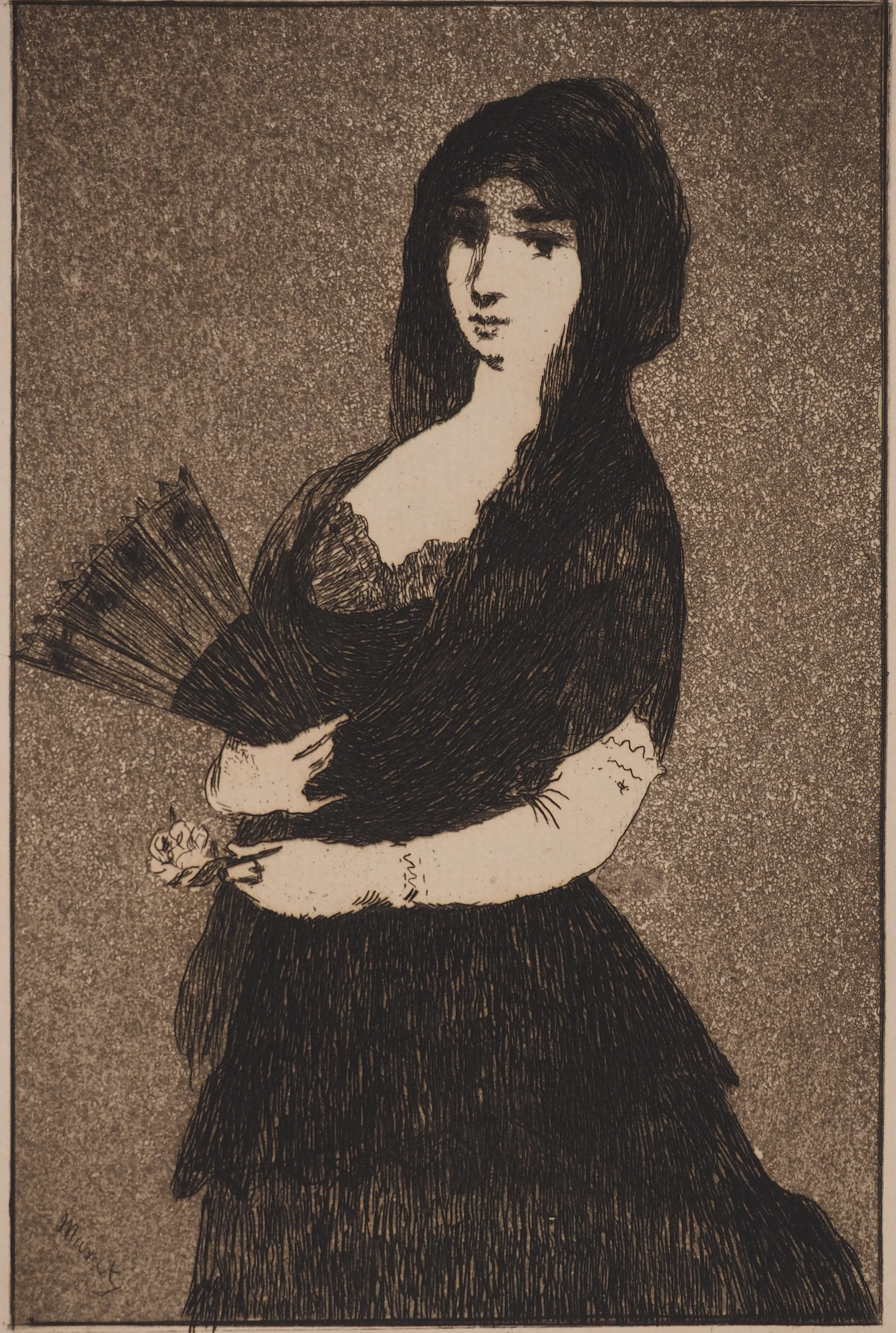 Edouard MANET : Fleur exotique, Gravure originale signée