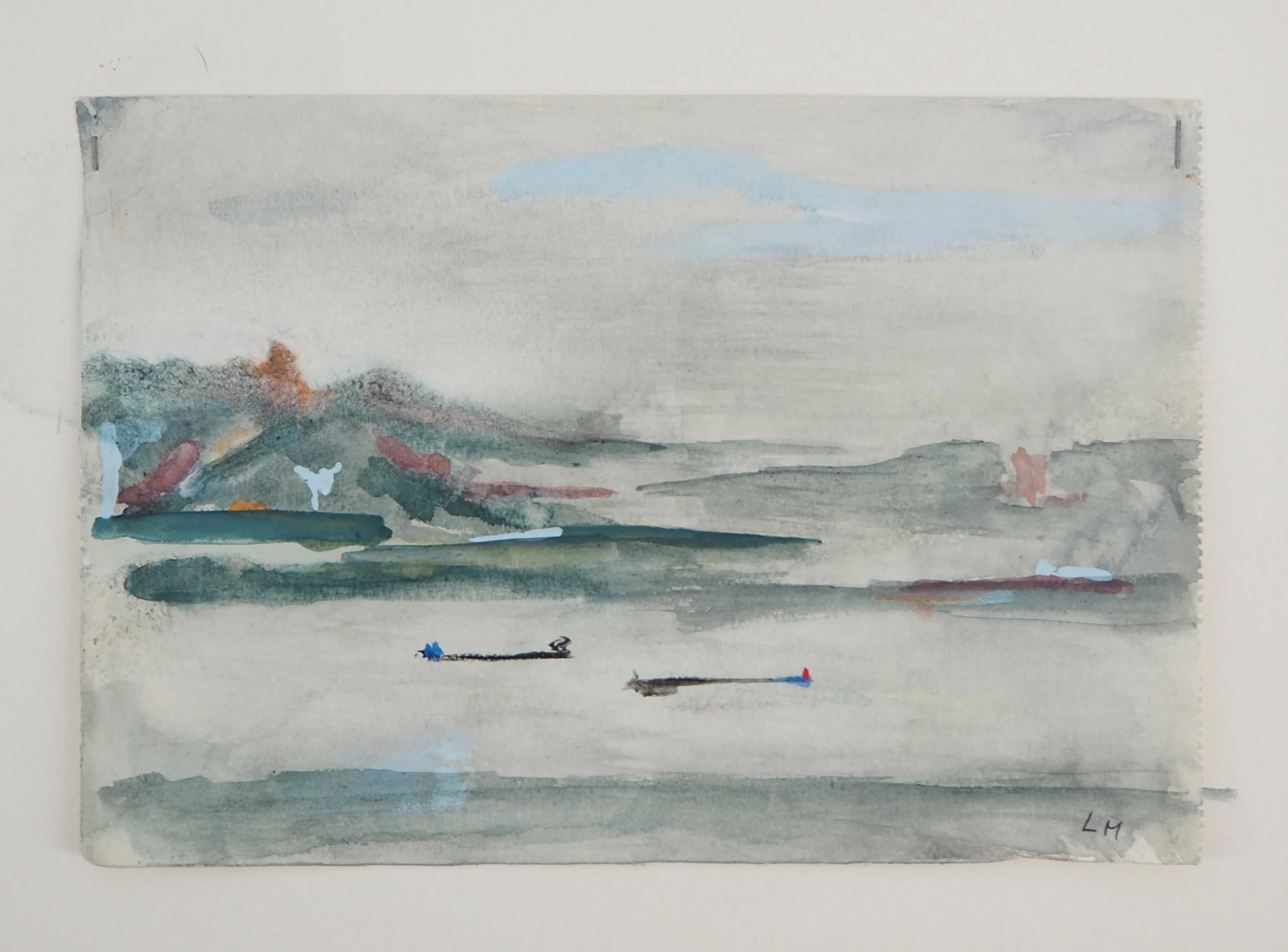 Lily MASSON : Vue de la mer, c. 1970 - Aquarelle originale signée
