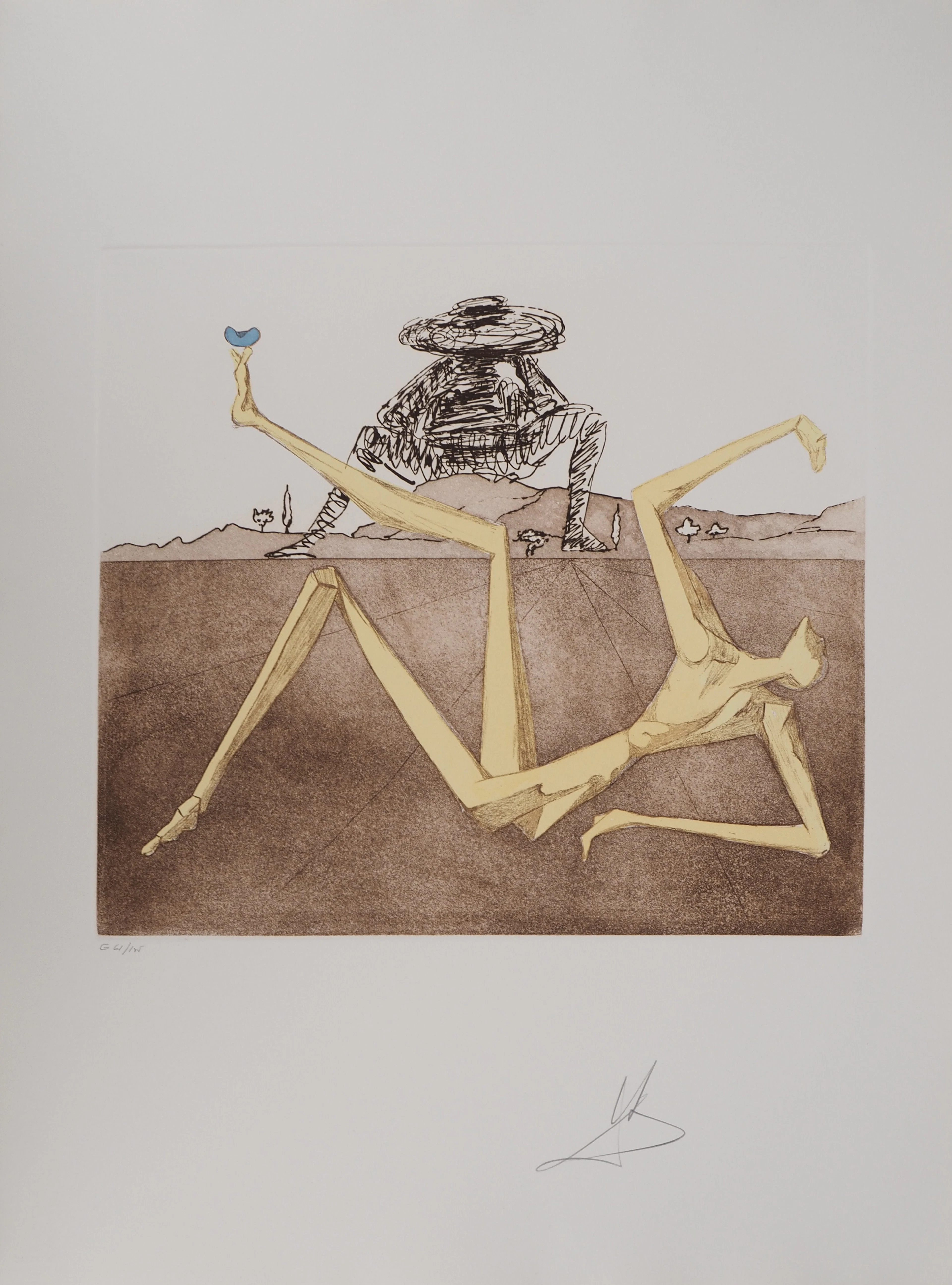 Salvador DALI : Don Quichotte, Le Coeur de la Folie, Gravure originale signée
