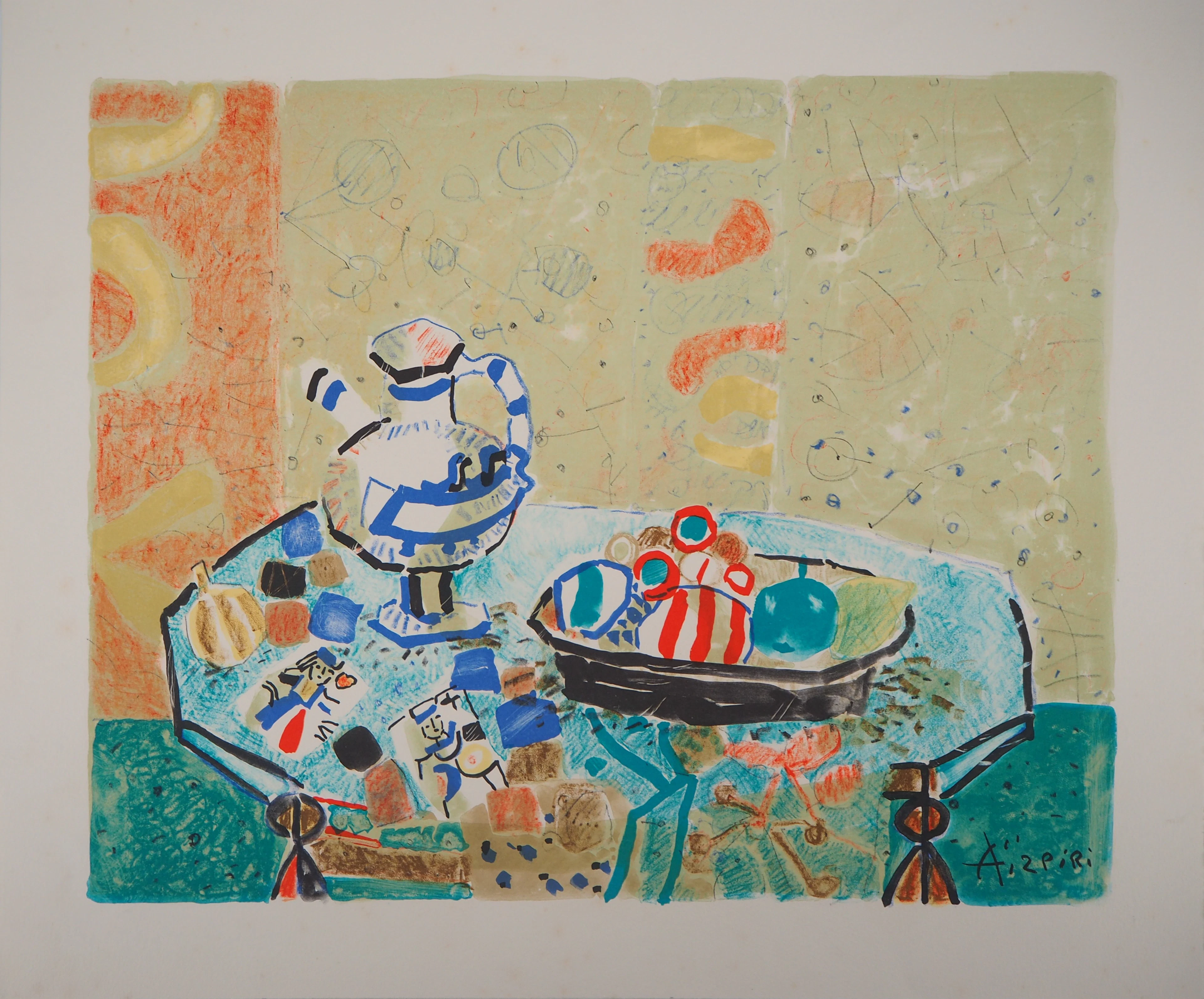 Paul AIZPIRI - Nature morte au pichet - Lithographie originale, Signée