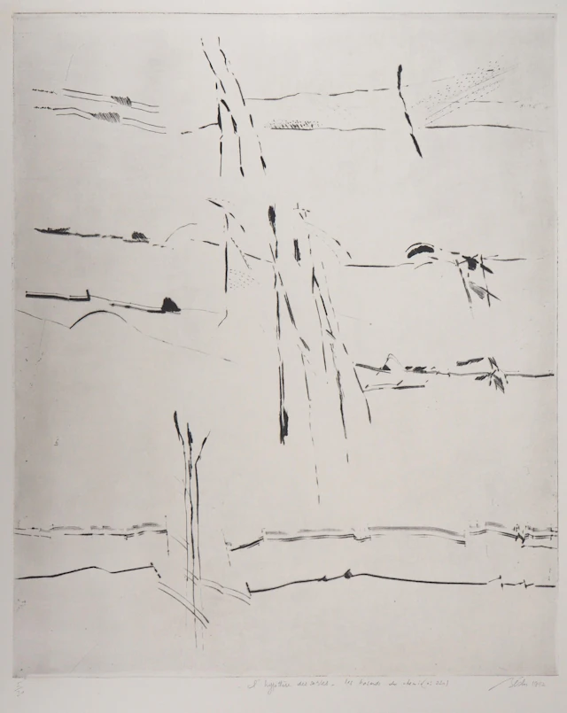 François BEALU : L’hypothèse des sables, 1992 - Gravure originale signée
