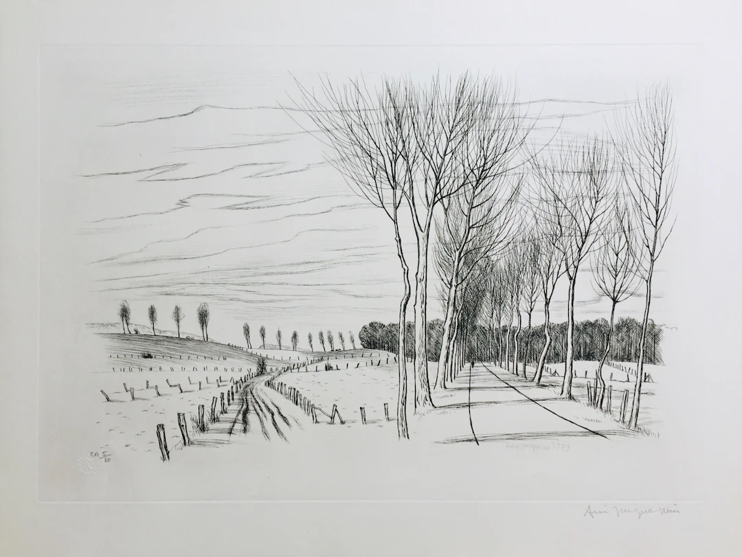 André JACQUEMIN - Le chemin, 1979, Eau-forte originale signée