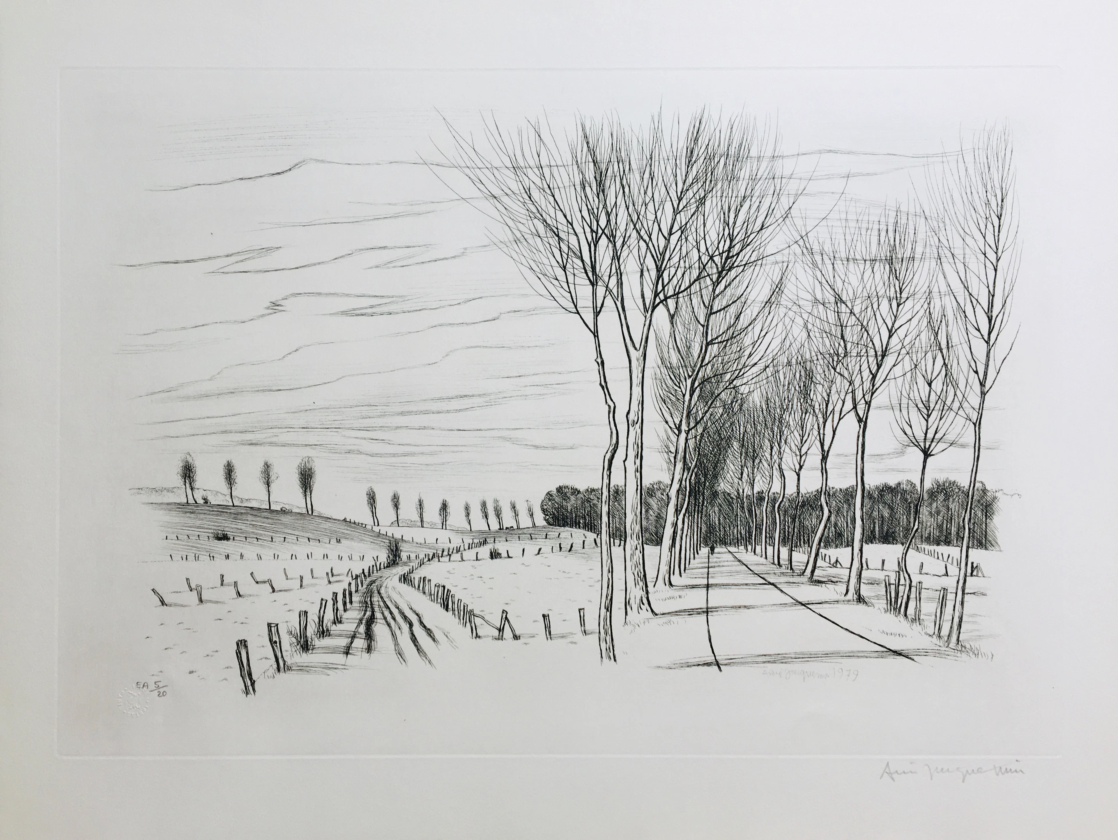 André JACQUEMIN - Le chemin, 1979, Eau-forte originale signée