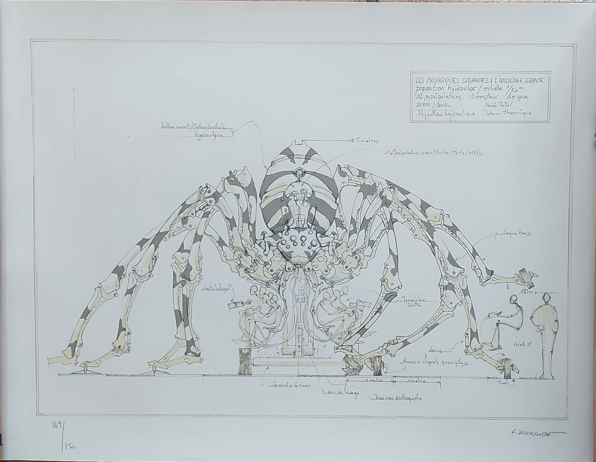 François DELAROZIERE - L’araignée géante, lithographie originale signée