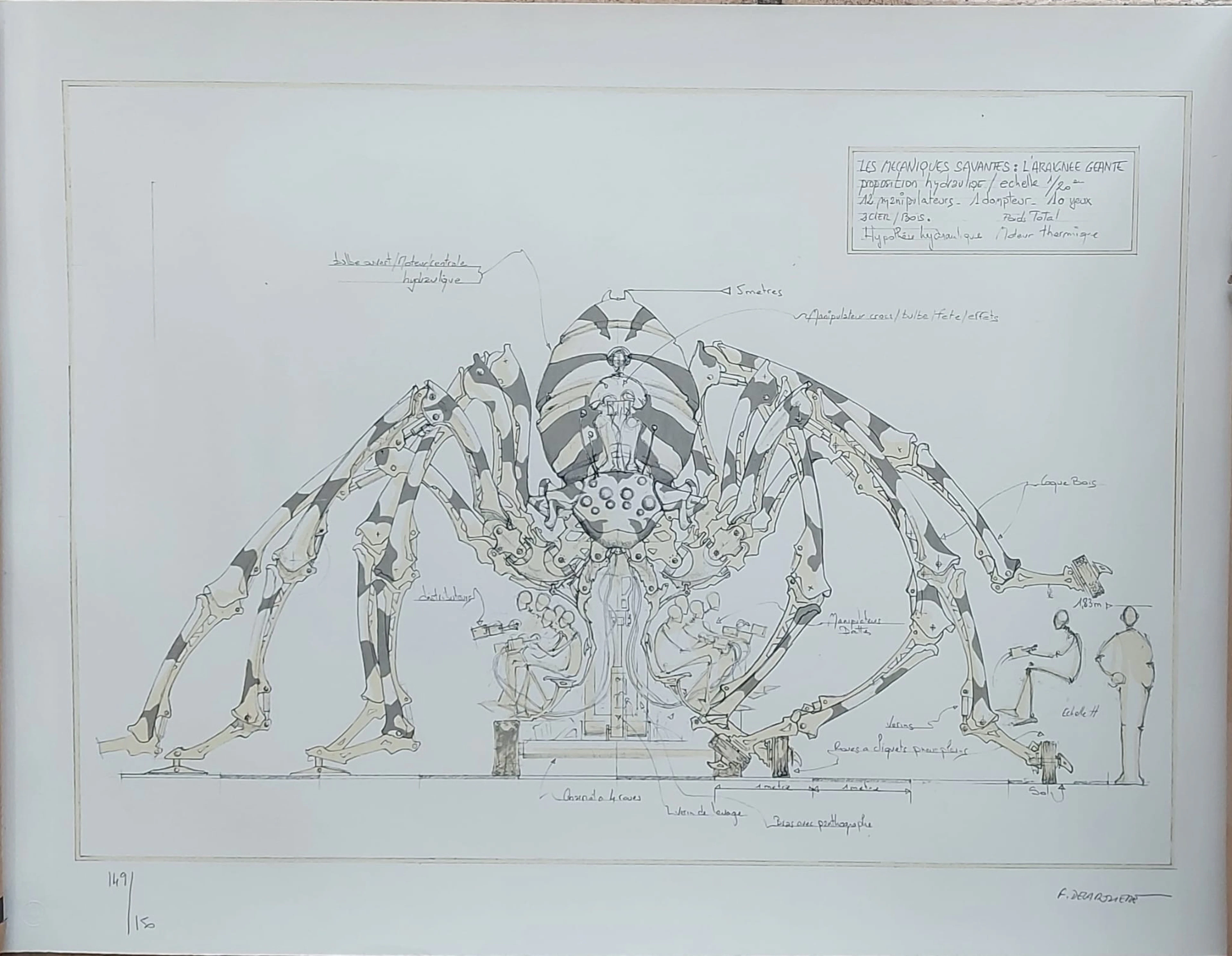 François DELAROZIERE - L’araignée géante, lithographie originale signée