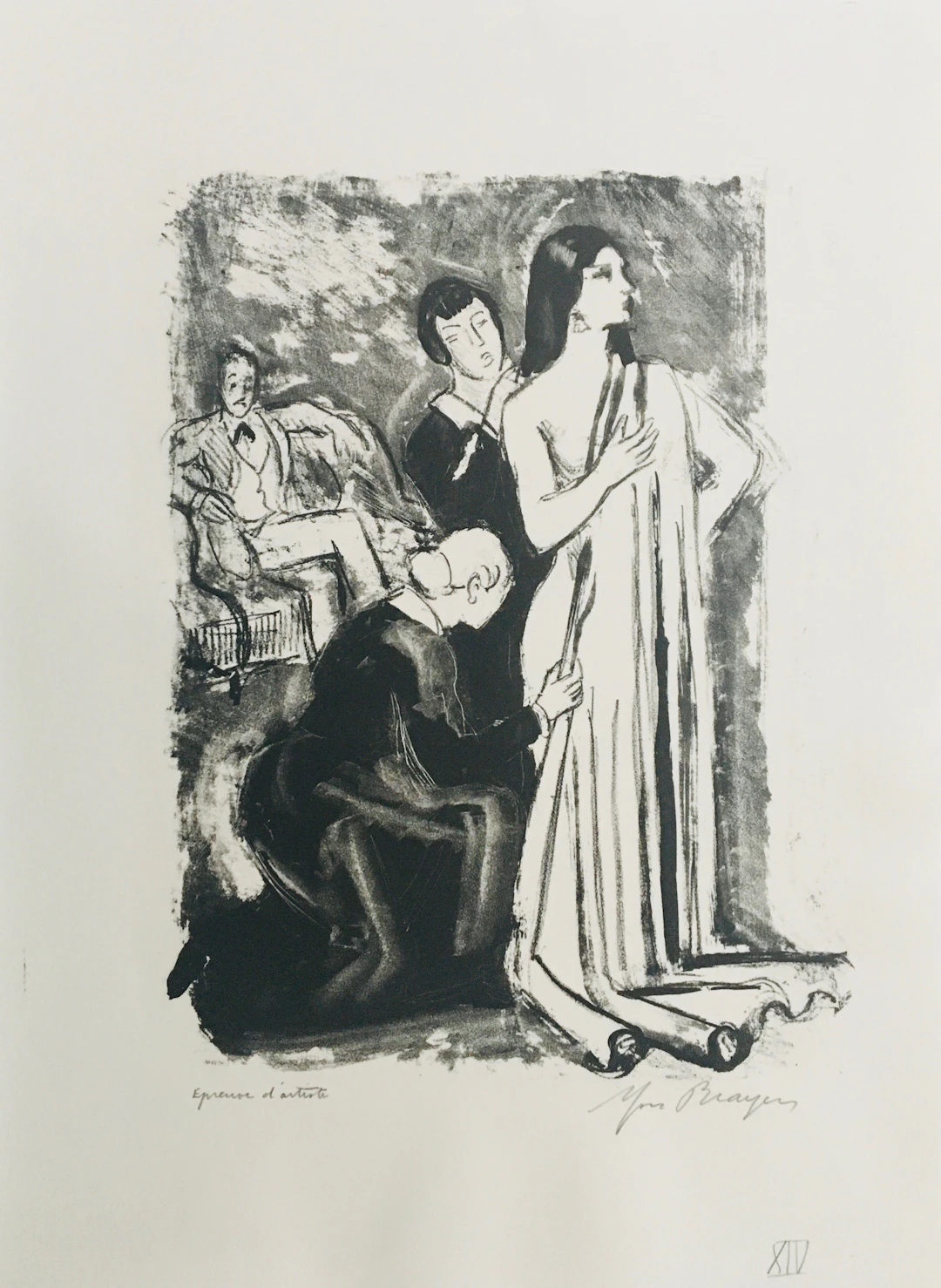 Yves BRAYER - L’essayage d’un costume, 1969 - Lithographie signée au crayon