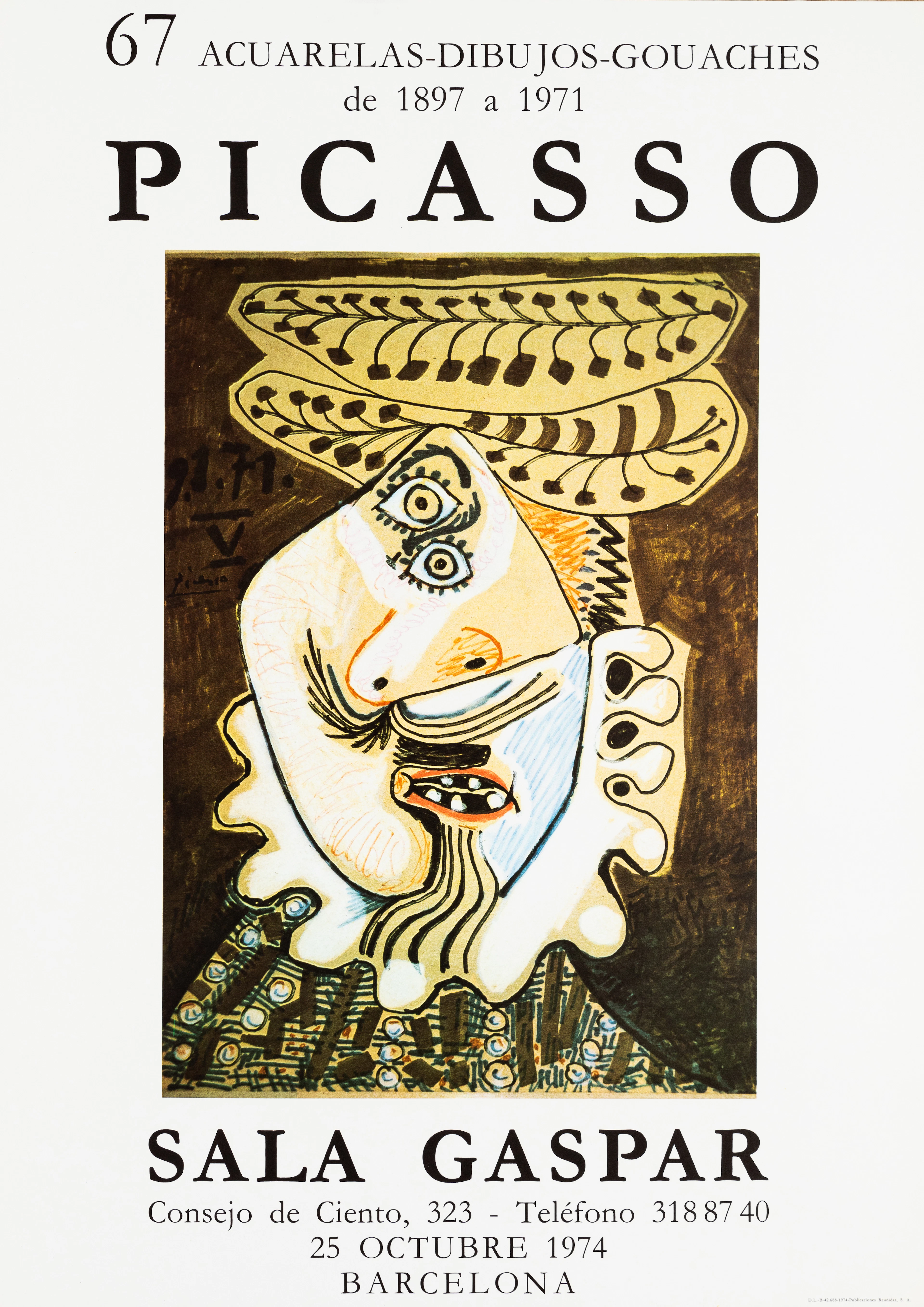 Pablo PICASSO : Exposition Sala Gaspar Barcelone - Affiche originale signée