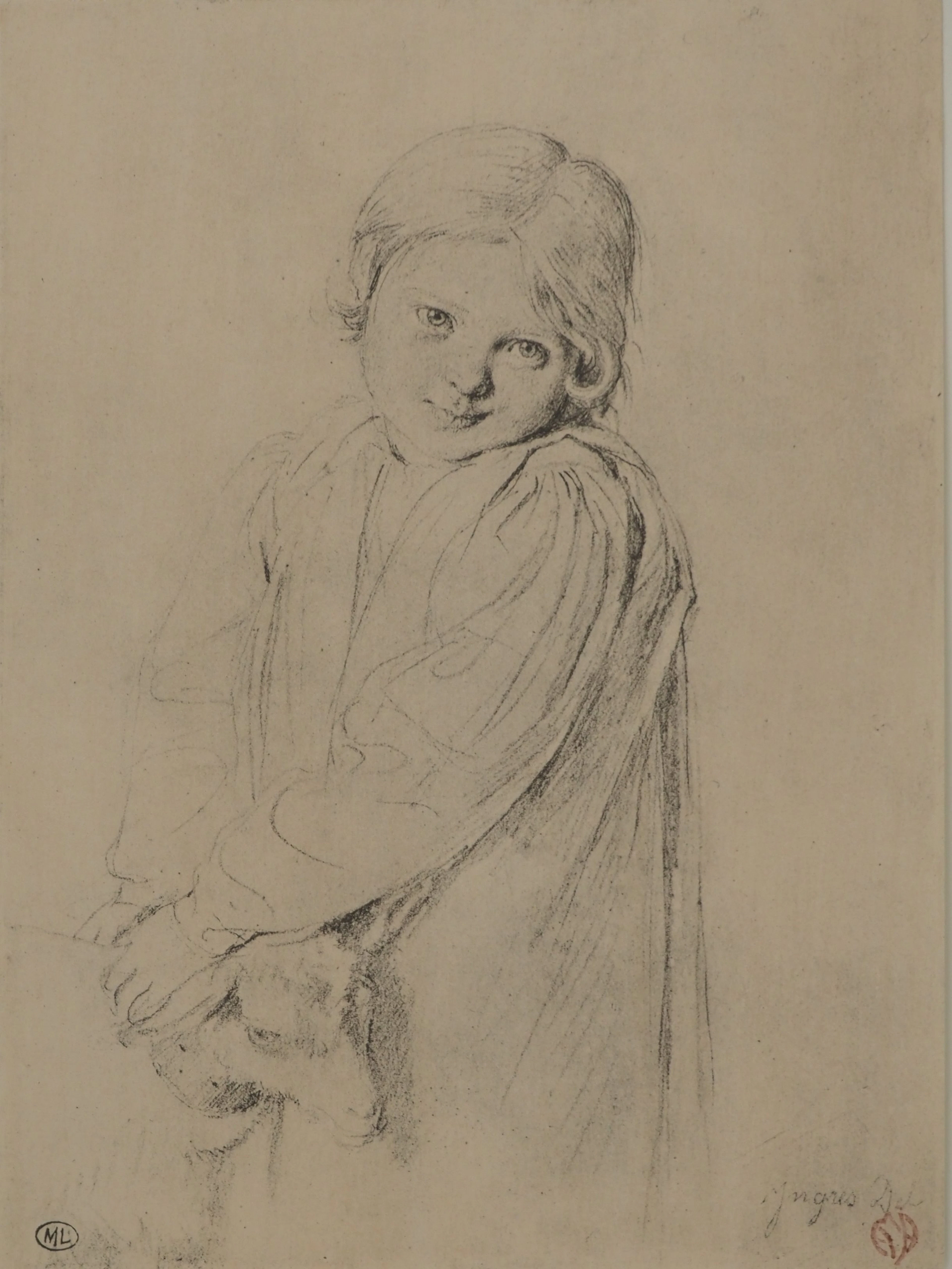 INGRES (d’après) - Enfant à la chèvre, Lithographie signée
