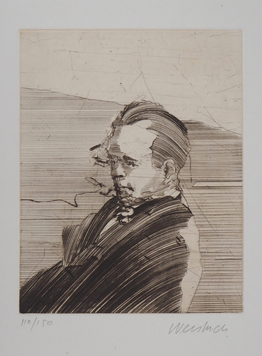 Claude WEISBUCH : Portrait d’homme - Gravure originale signée