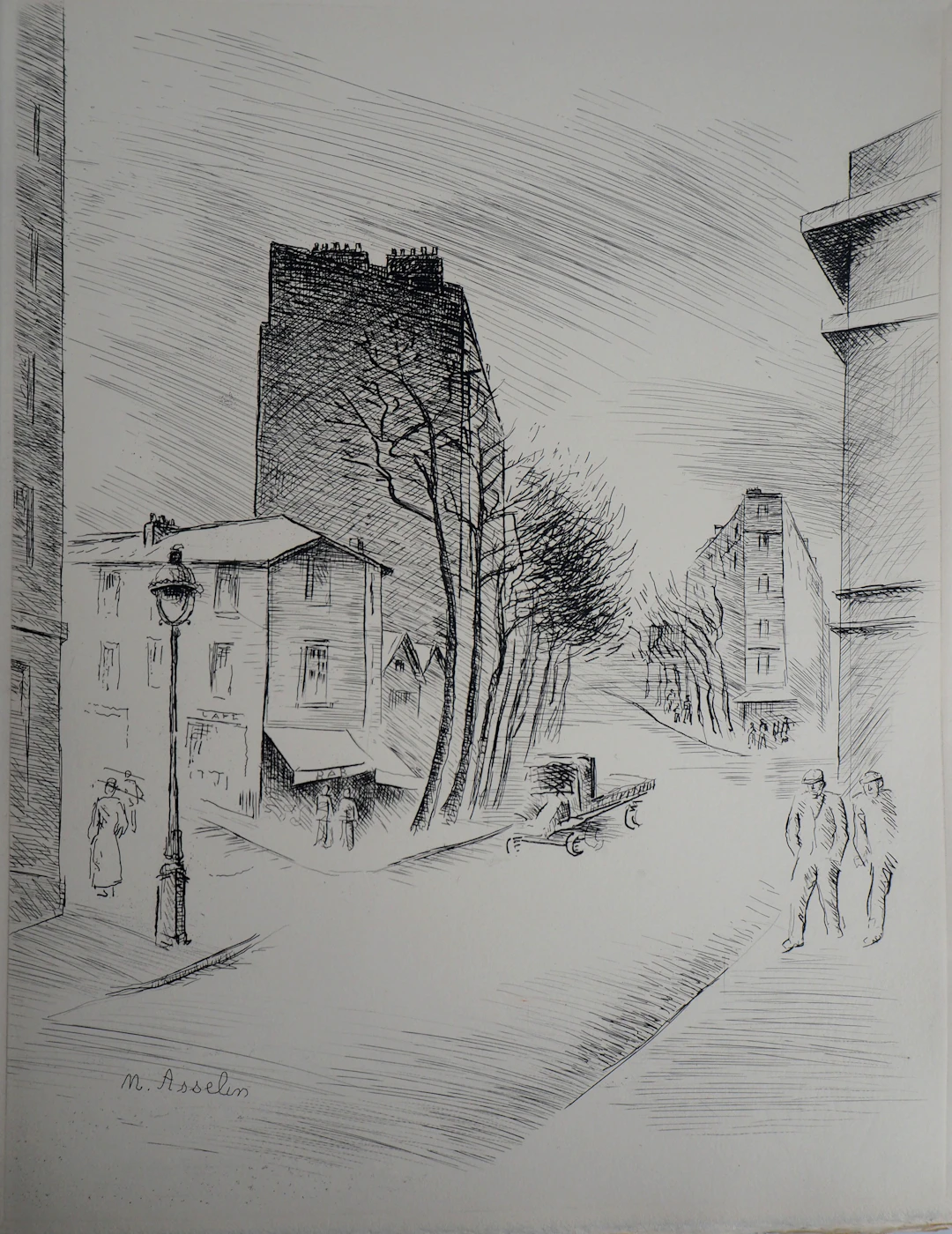 Maurice ASSELIN : Belleville a vol d’âme - 1937 - Gravure Originale Signée