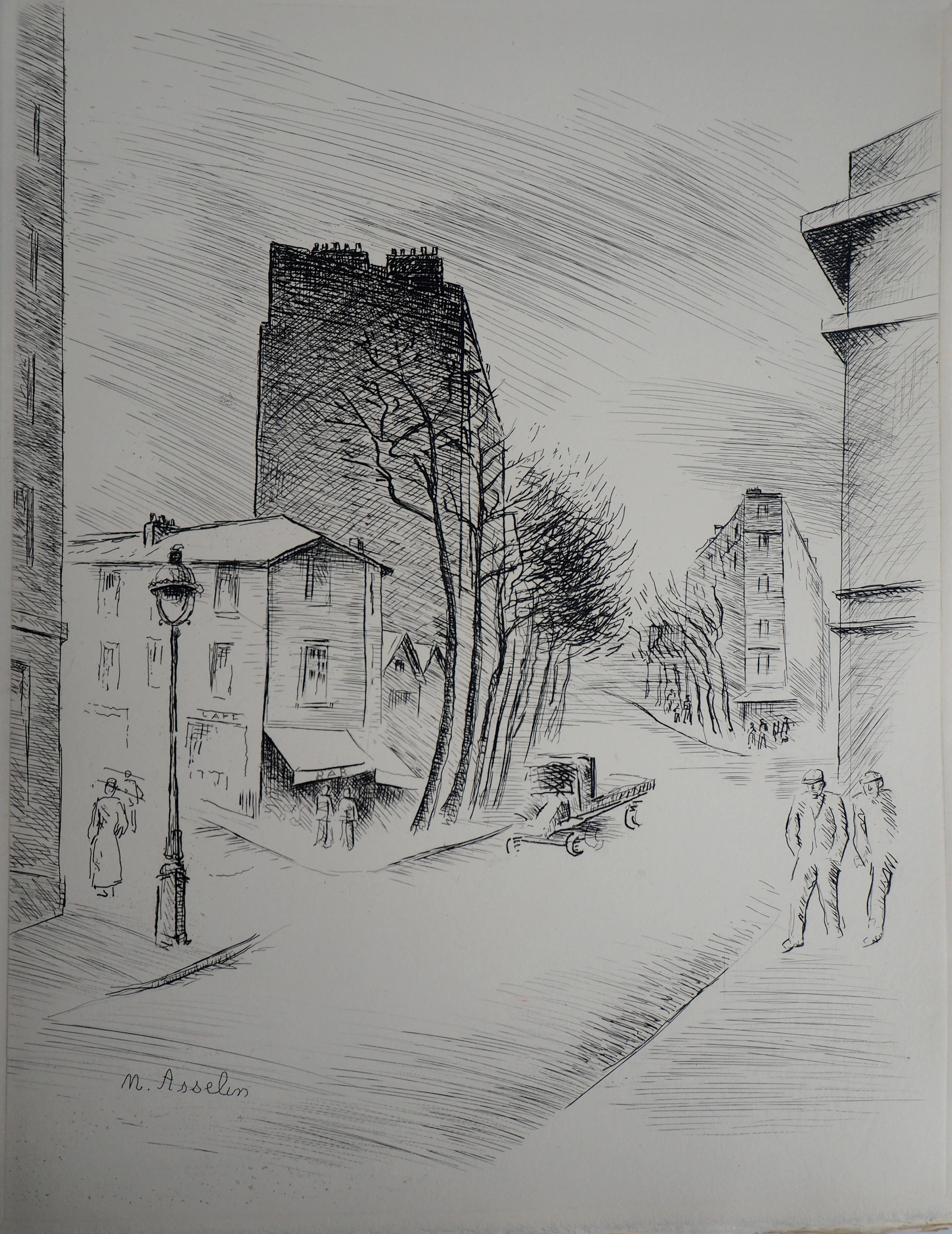 Maurice ASSELIN : Belleville a vol d’âme - 1937 - Gravure Originale Signée
