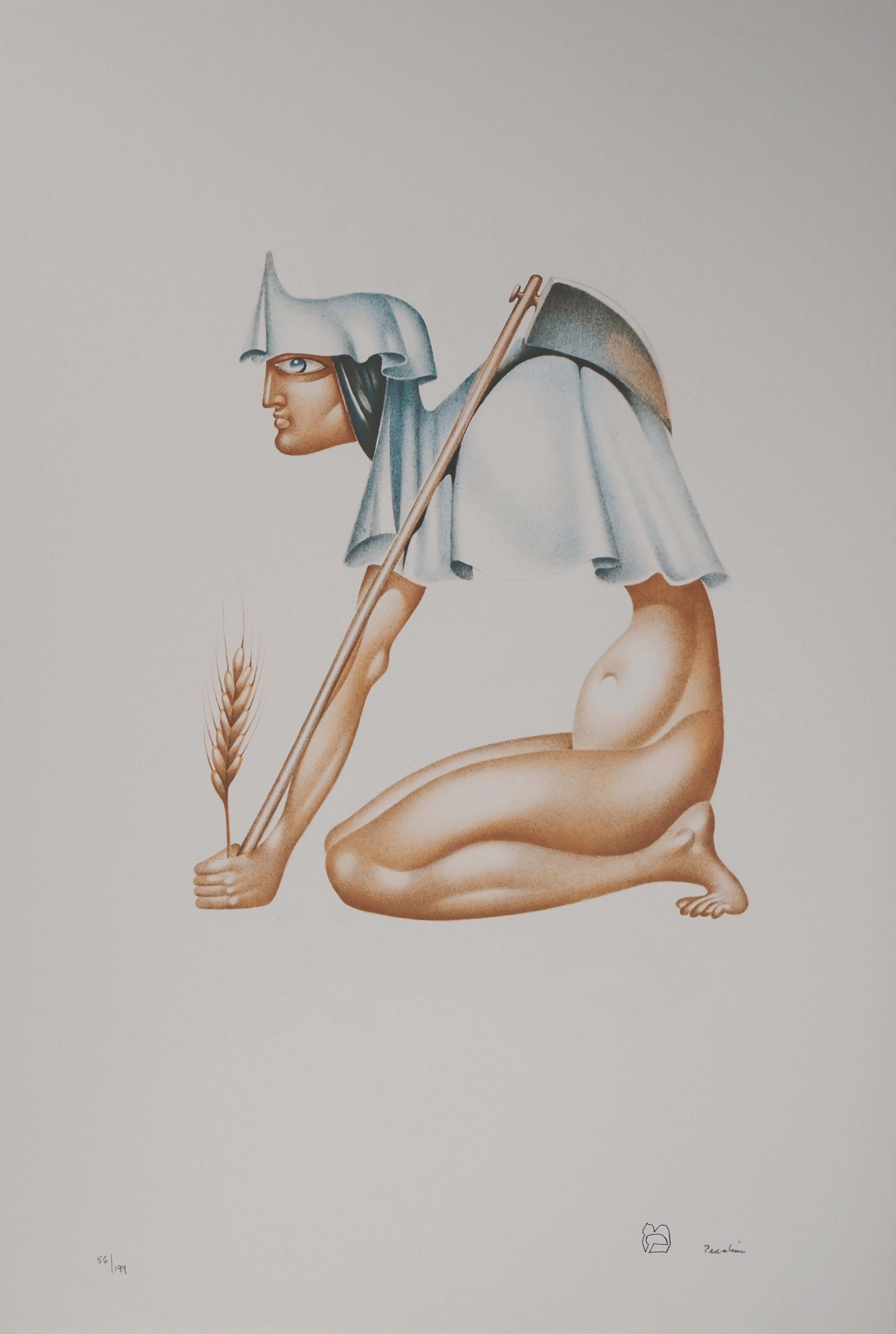 Jules PERAHIM : L’alphabet Hébreu, la bonne récolte, Lithographie