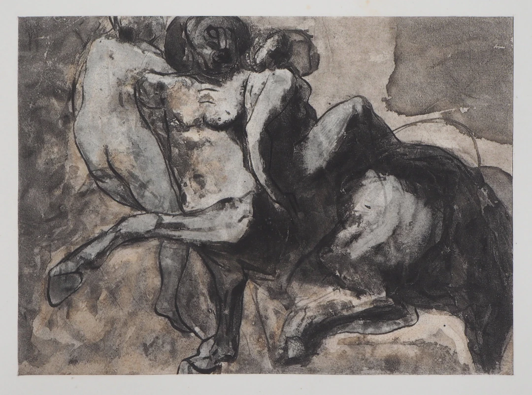 Auguste RODIN (d’après) : Centaure enlevant deux femmes - Gravure