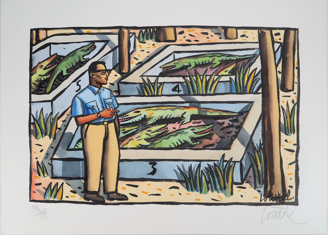 Jacques DE LOUSTAL - Gardien des crocodiles - Lithographie originale, signée