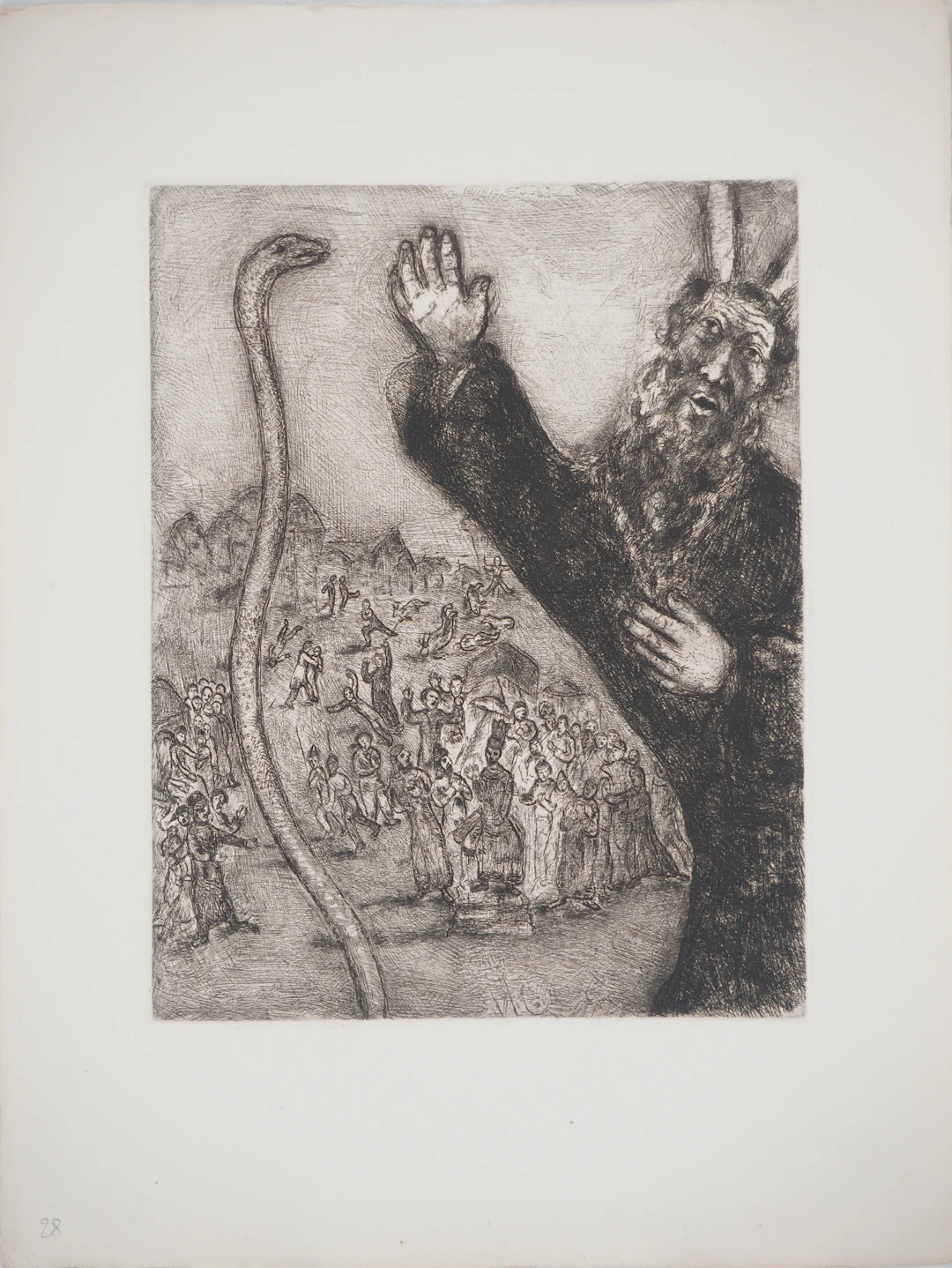 Marc CHAGALL : Moïse et le serpent, Gravure originale